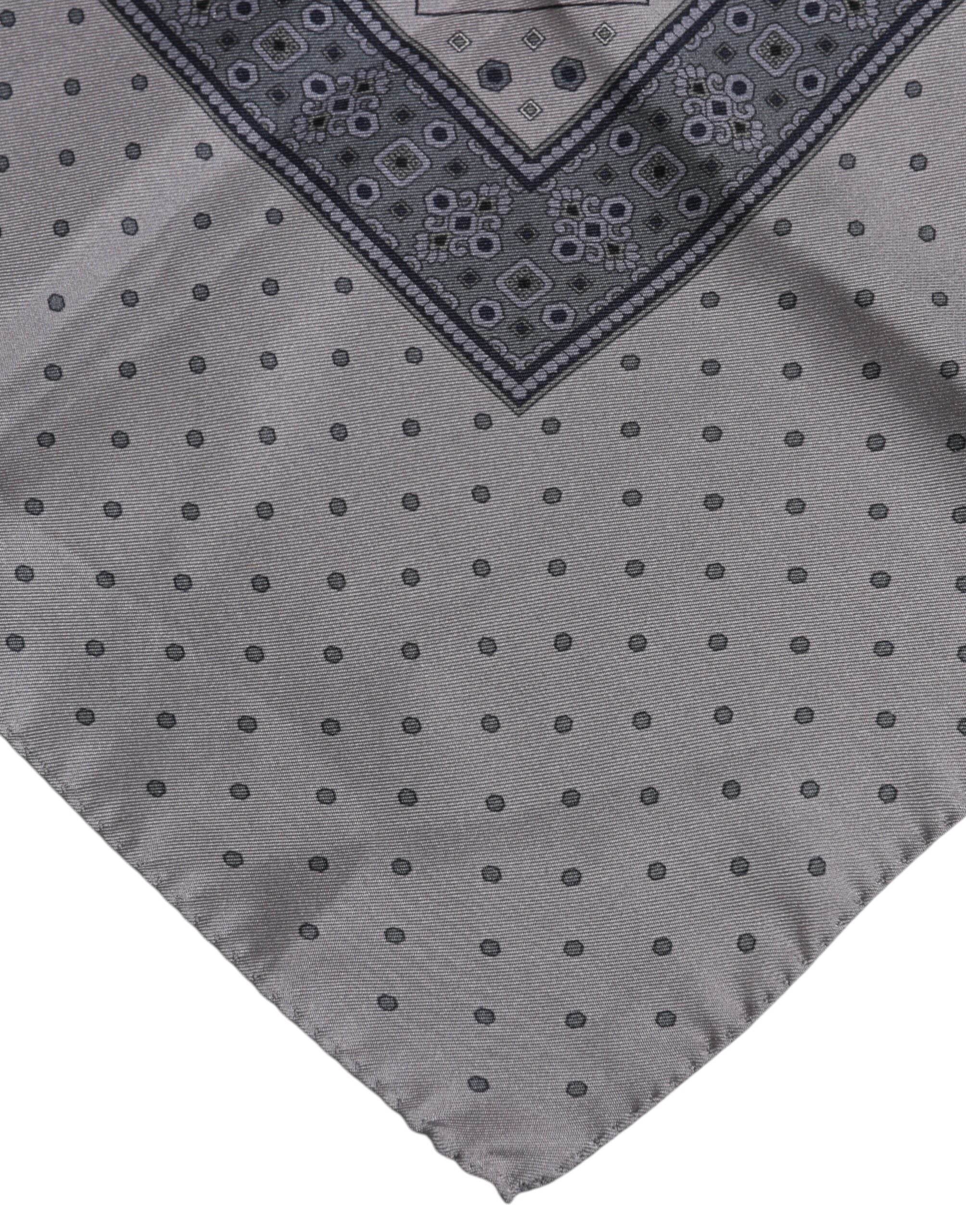 Dolce & Gabbana Gray Polka Dot Silk Square Men Foulard Scarf - Hilstor
