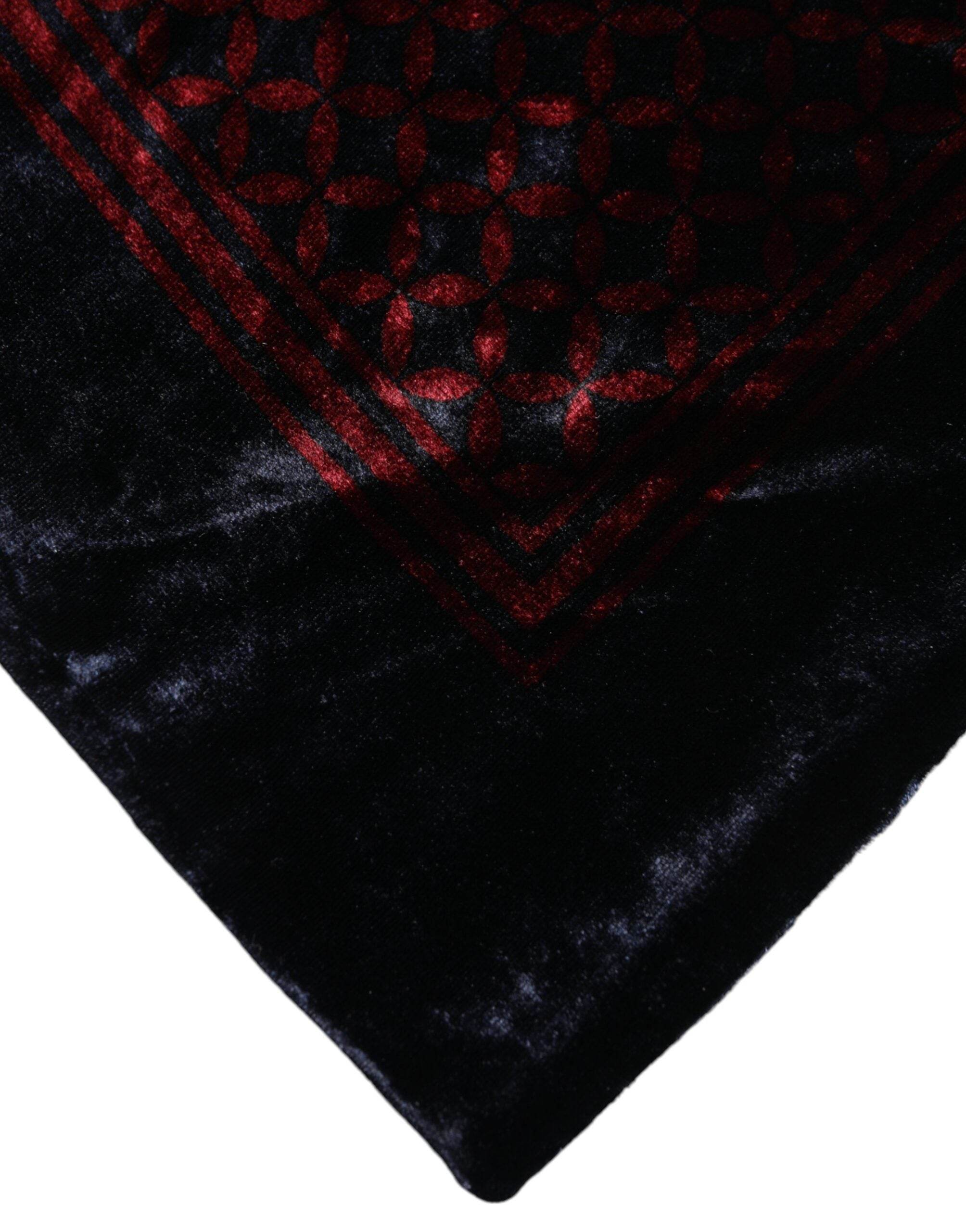 Dolce & Gabbana Black Red Viscose Square Men Foulard Scarf - Hilstor