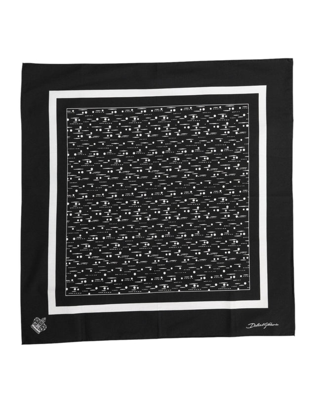 Dolce & Gabbana Black White Printed Square Foulard Scarf - Hilstor