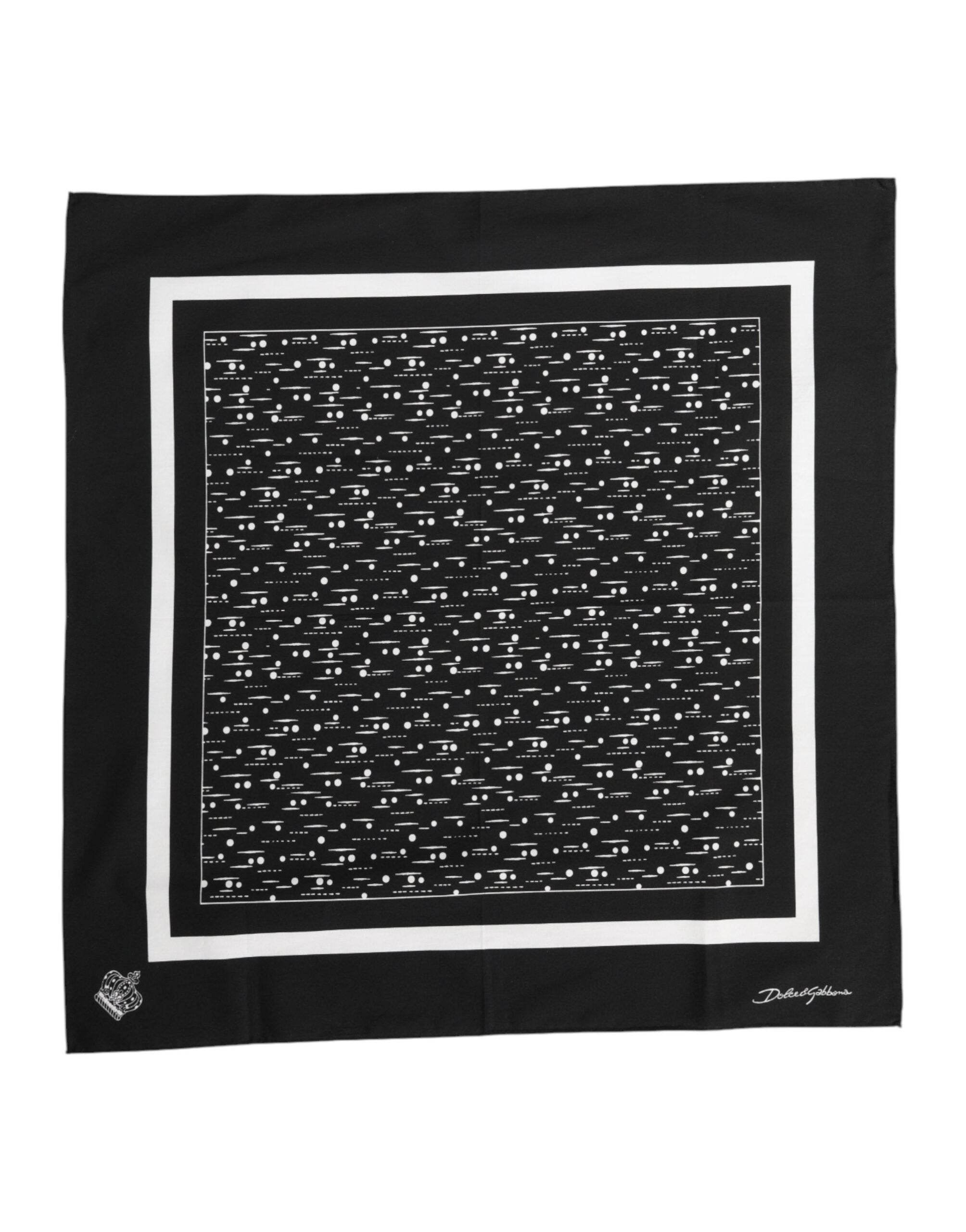 Dolce & Gabbana Black White Printed Square Foulard Scarf - Hilstor