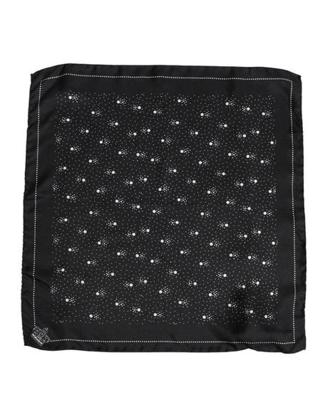 Dolce & Gabbana Black White Printed Square Men Foulard Scarf - Hilstor
