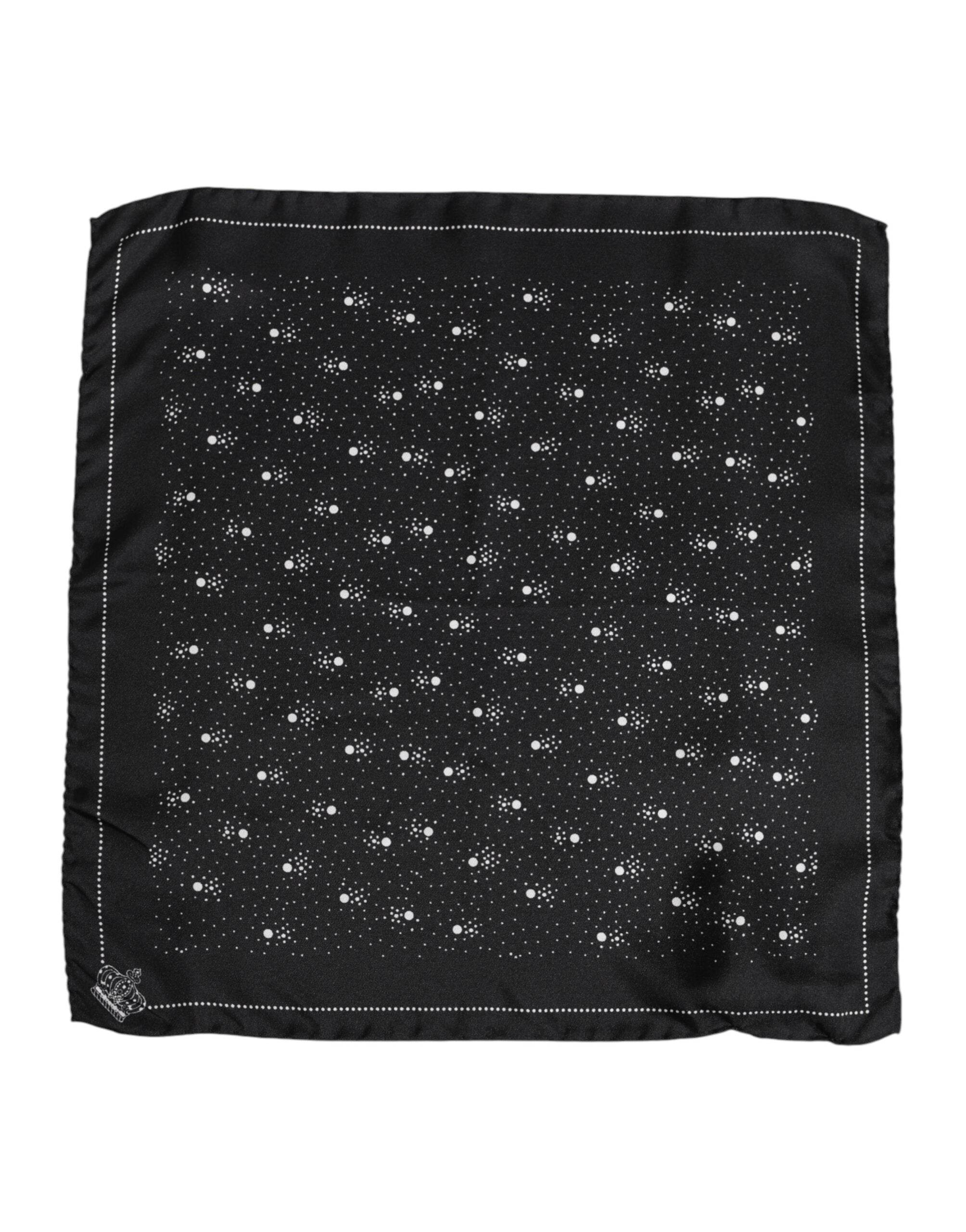 Dolce & Gabbana Black White Printed Square Men Foulard Scarf - Hilstor