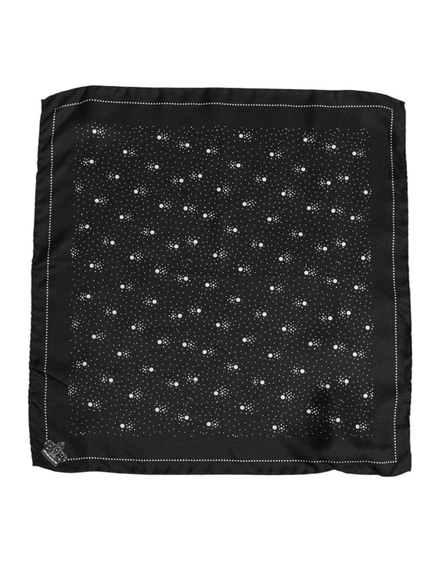 Dolce & Gabbana Black White Printed Square Men Foulard Scarf - Hilstor