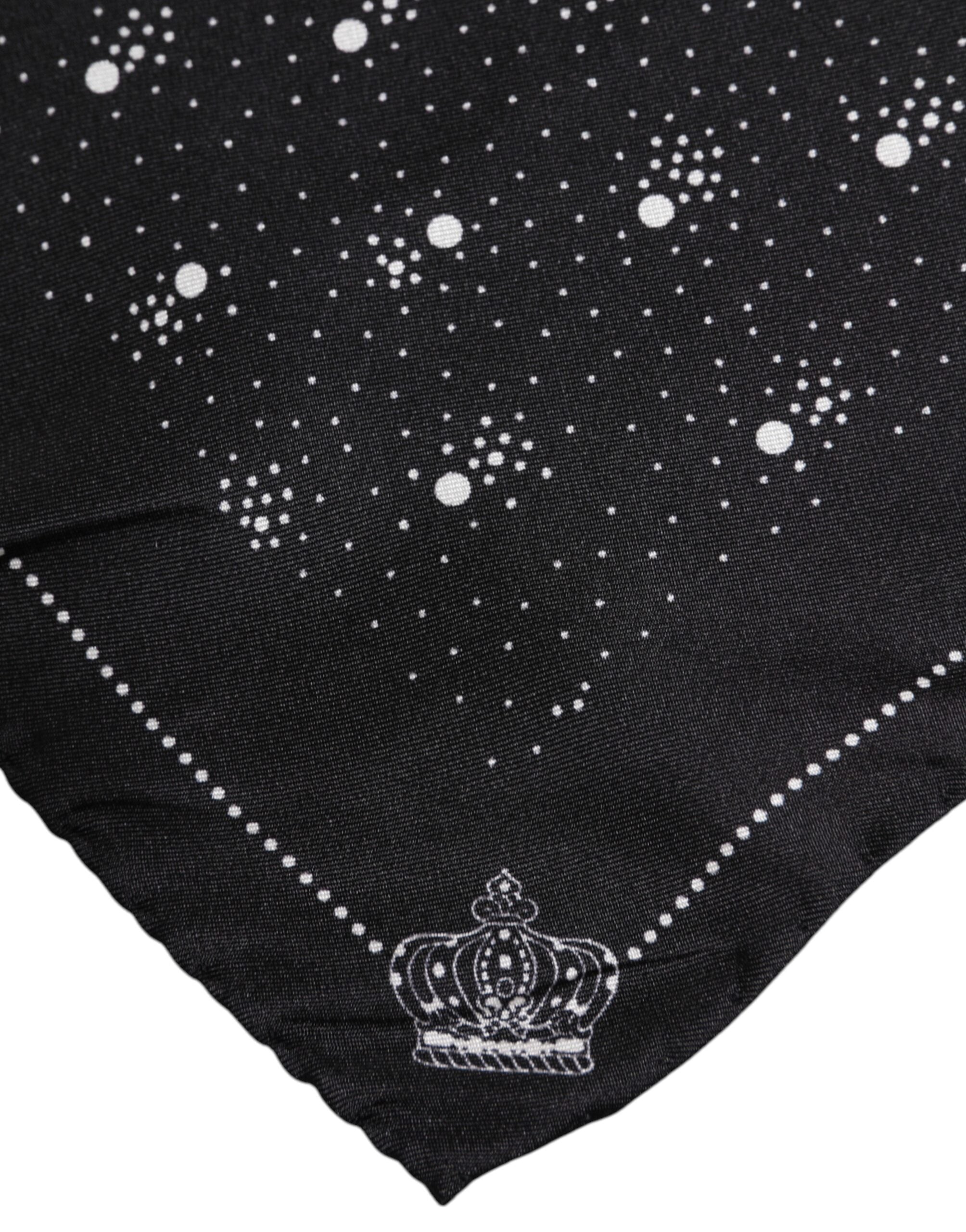 Dolce &amp; Gabbana Sort/Hvidt Printet Firkantet Herre Foulard Halstørklæde