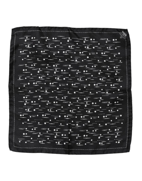 Dolce & Gabbana Black White Printed Square Men Foulard Scarf - Hilstor