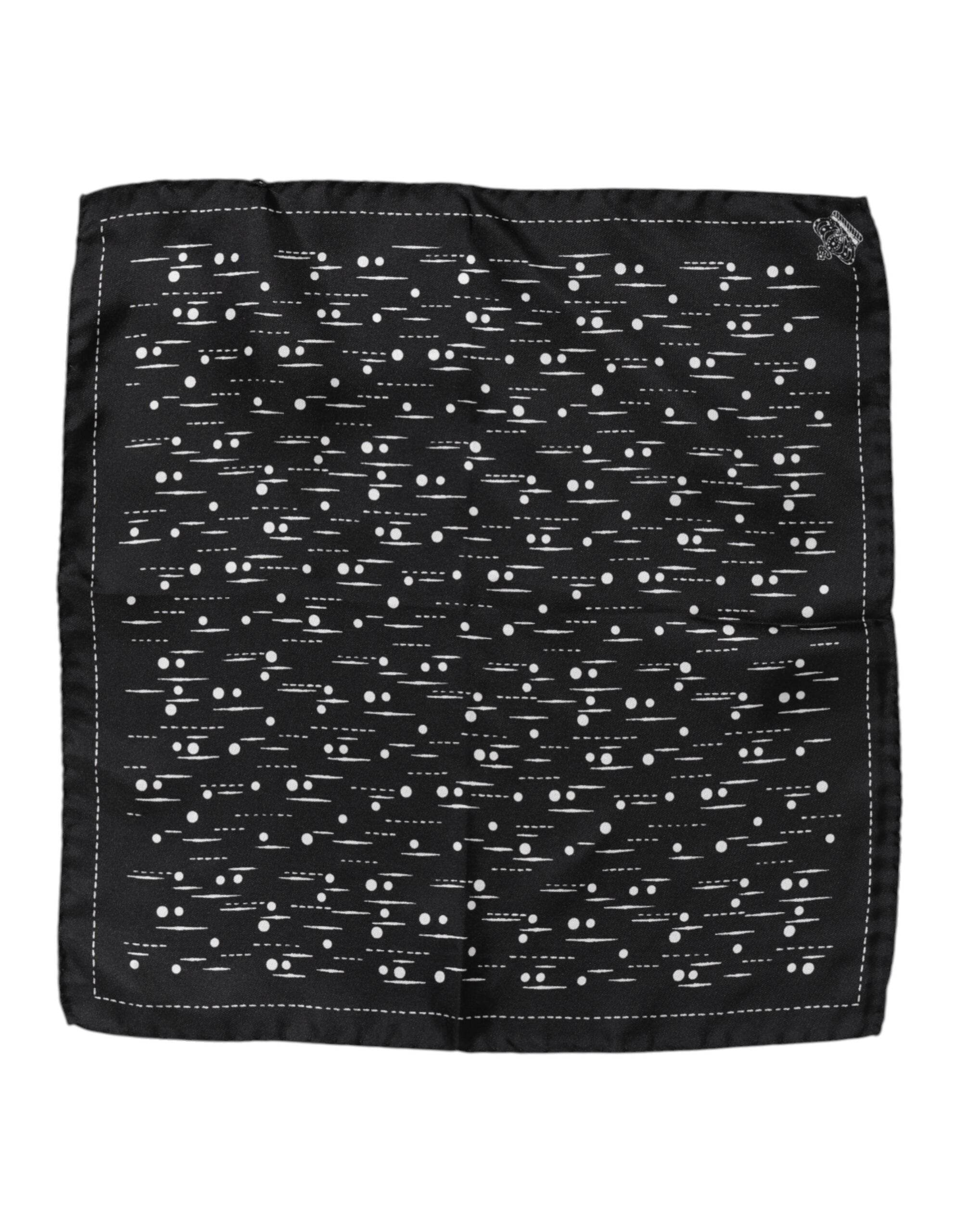 Dolce & Gabbana Black White Printed Square Men Foulard Scarf - Hilstor