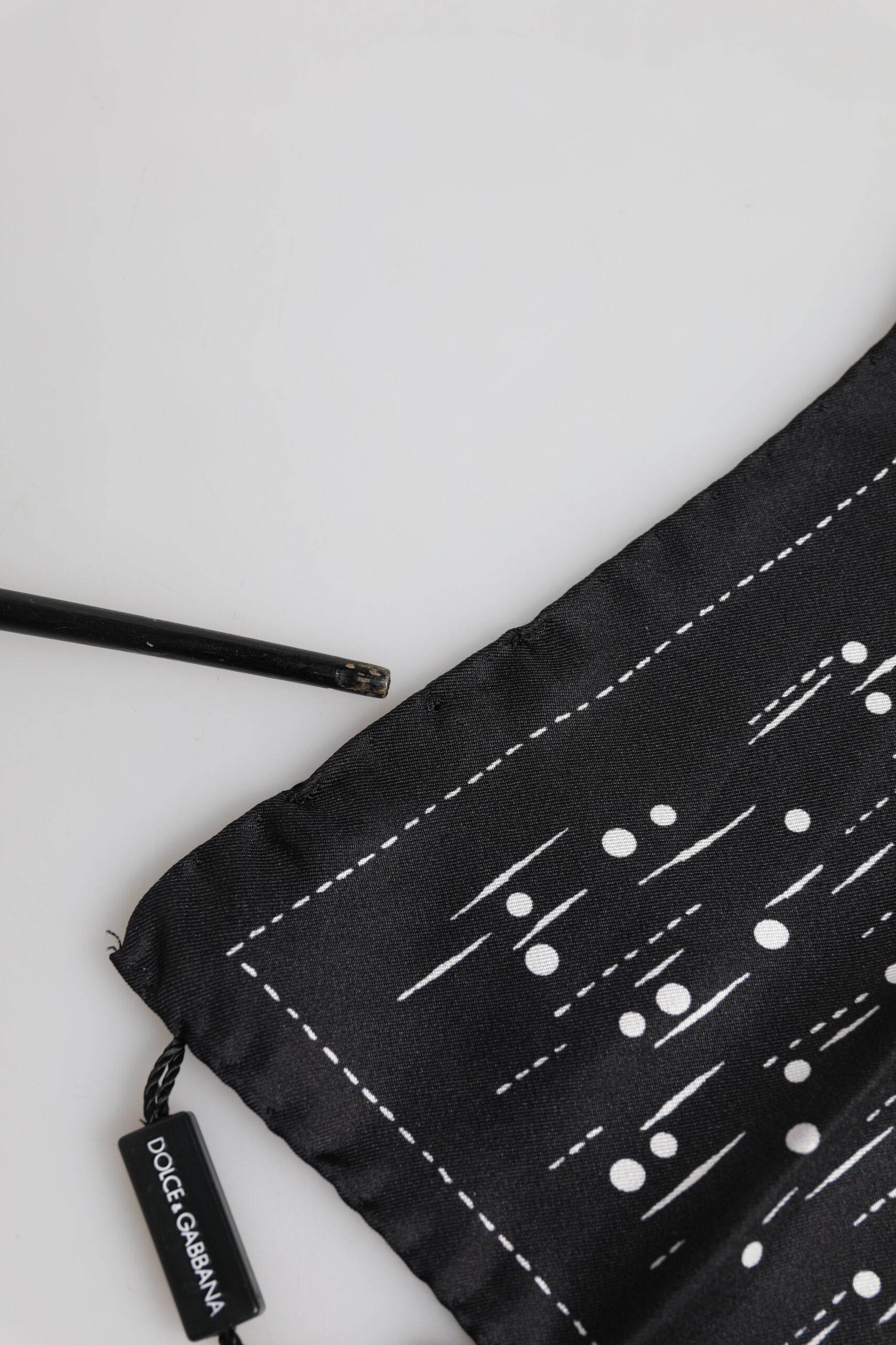 Dolce & Gabbana Black White Printed Square Men Foulard Scarf - Hilstor