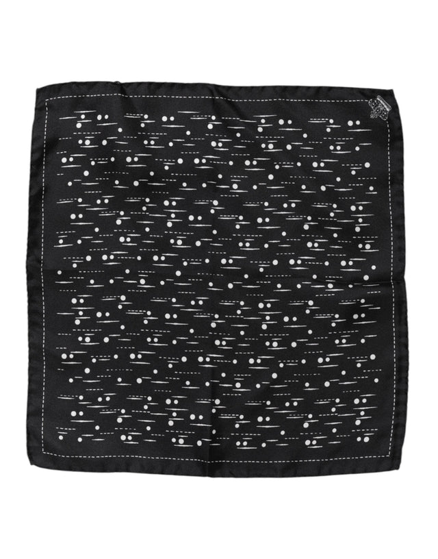 Dolce & Gabbana Black White Printed Square Men Foulard Scarf - Hilstor