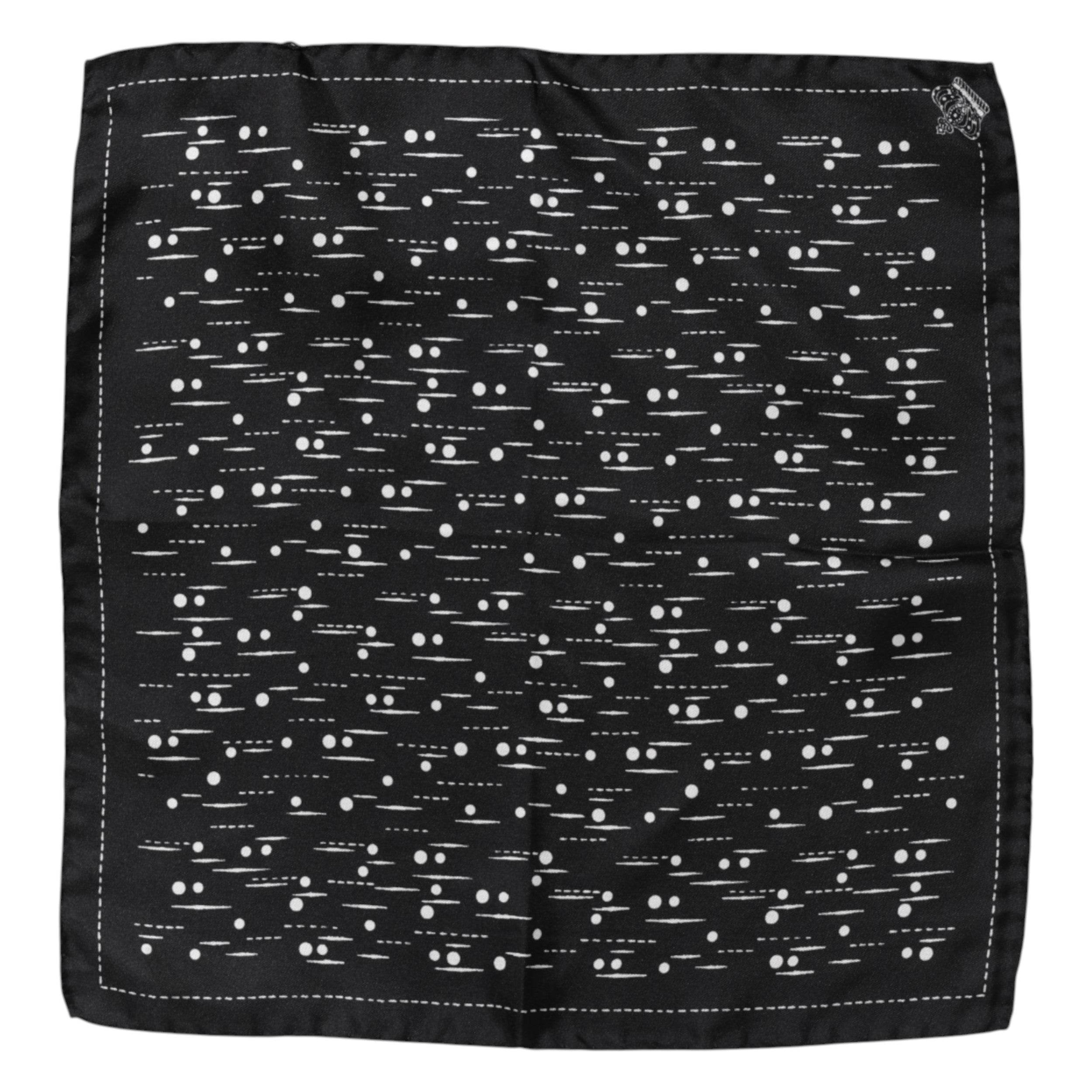 Dolce & Gabbana Black White Printed Square Men Foulard Scarf - Hilstor