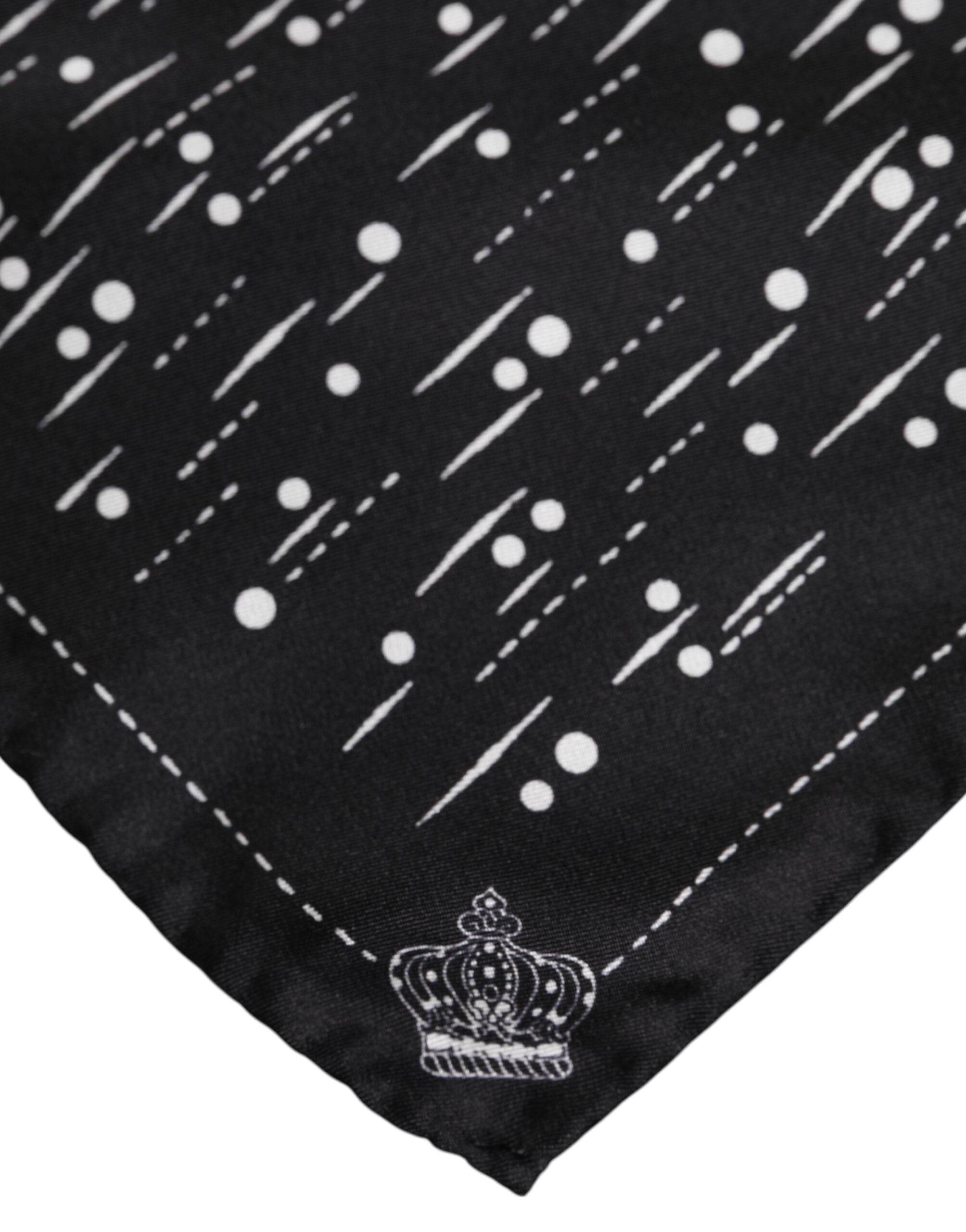 Dolce & Gabbana Black White Printed Square Men Foulard Scarf - Hilstor