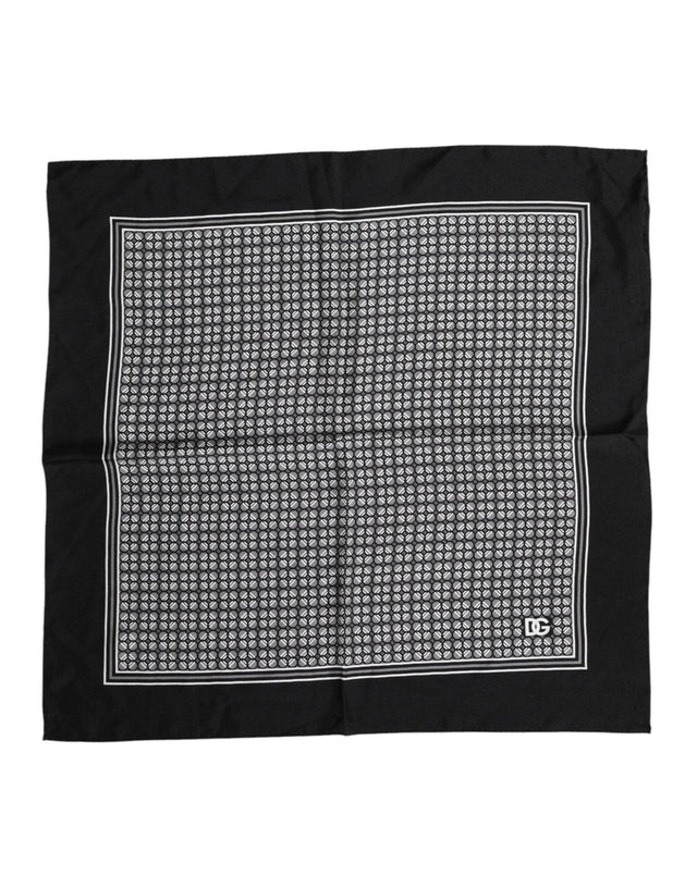 Dolce & Gabbana Black White Patterned Square Foulard Scarf - Hilstor