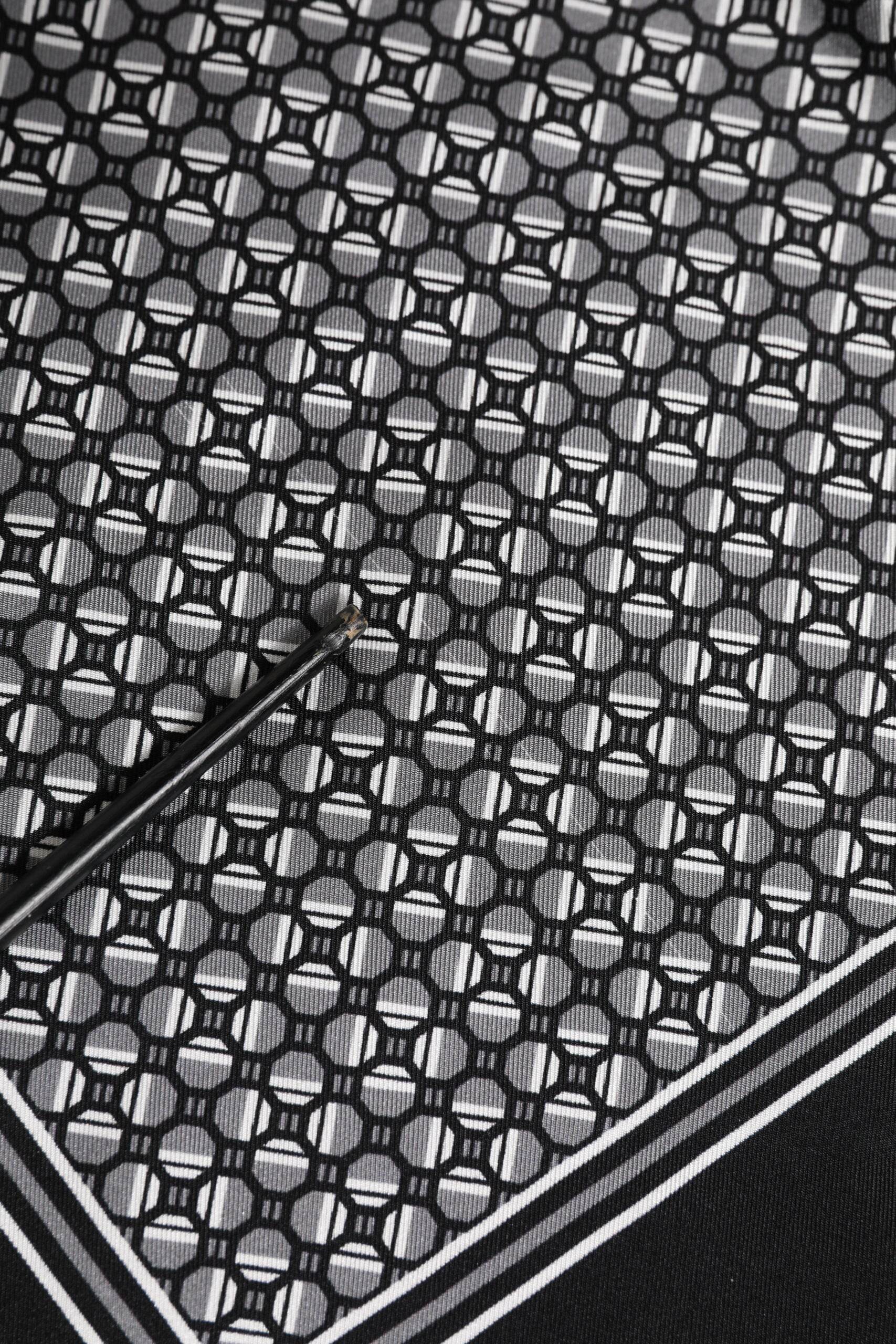 Dolce & Gabbana Black White Patterned Square Foulard Scarf - Hilstor