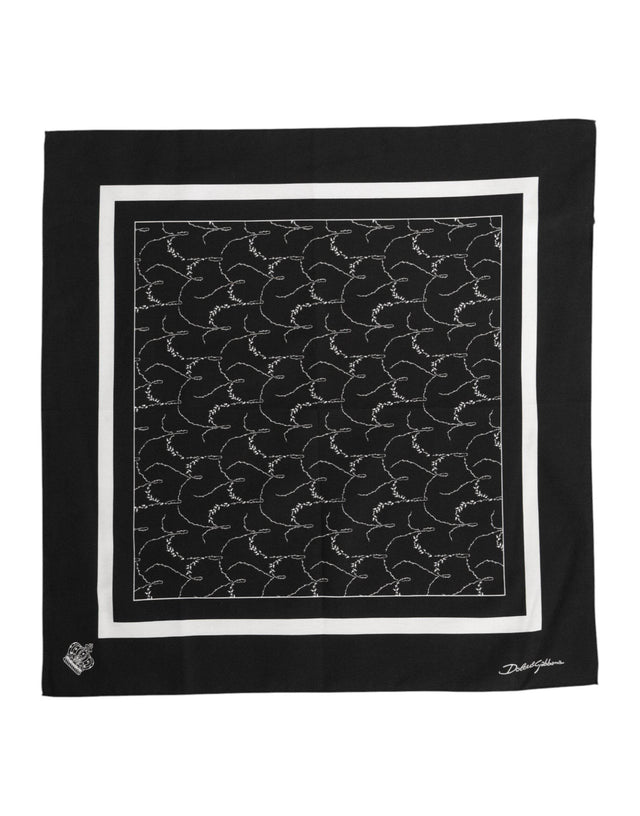 Dolce & Gabbana Black White Printed Square Foulard Scarf - Hilstor