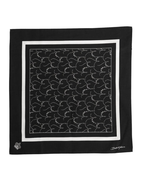 Dolce & Gabbana Black White Printed Square Foulard Scarf - Hilstor