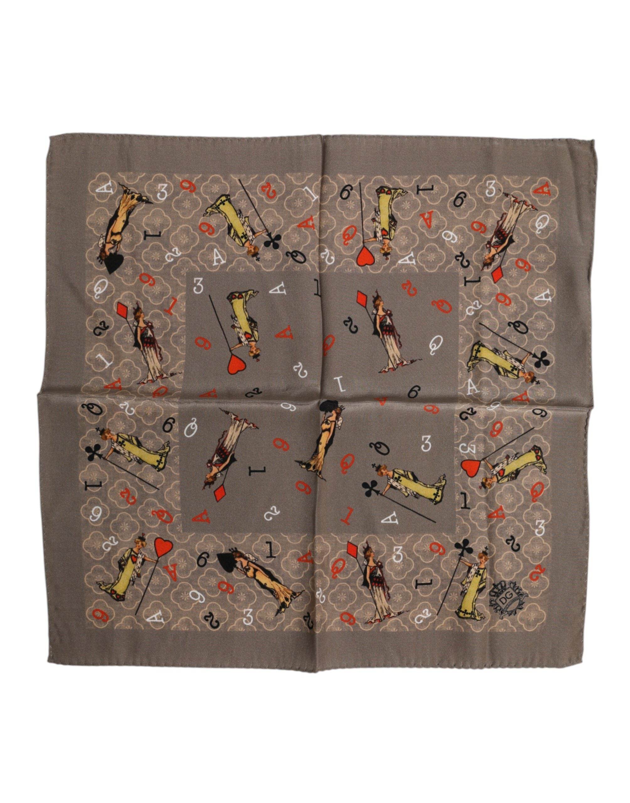 Dolce & Gabbana Brown Silk Printed Square Men Foulard Scarf - Hilstor