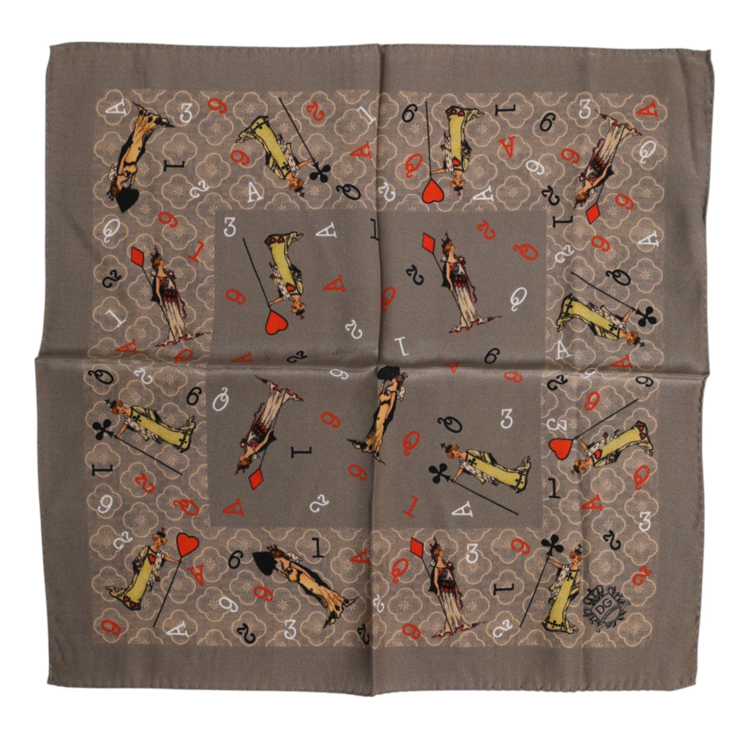 Dolce & Gabbana Brown Silk Printed Square Men Foulard Scarf - Hilstor