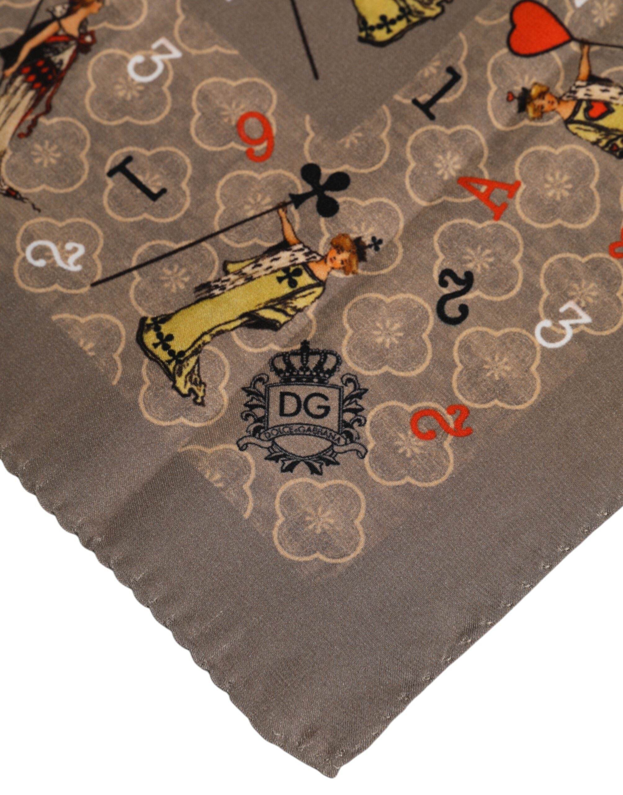 Dolce & Gabbana Brown Silk Printed Square Men Foulard Scarf - Hilstor