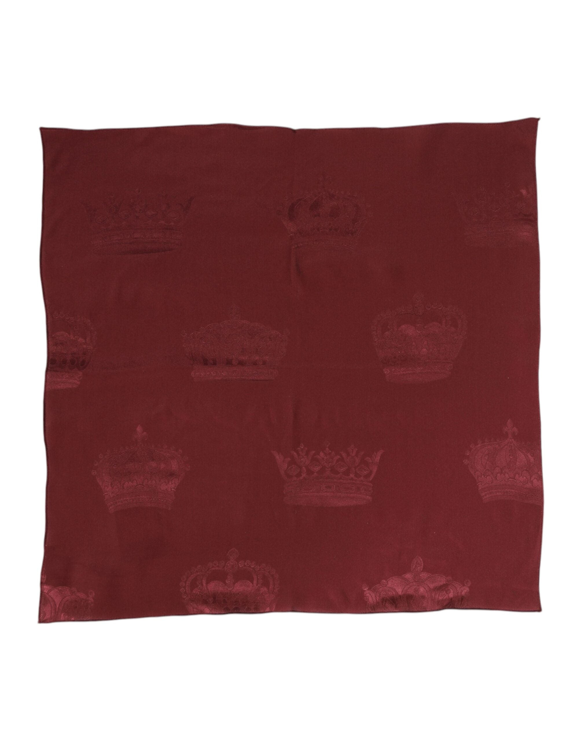 Dolce &amp; Gabbana Maroon Silk Crown Square Herre Foulard Tørklæde