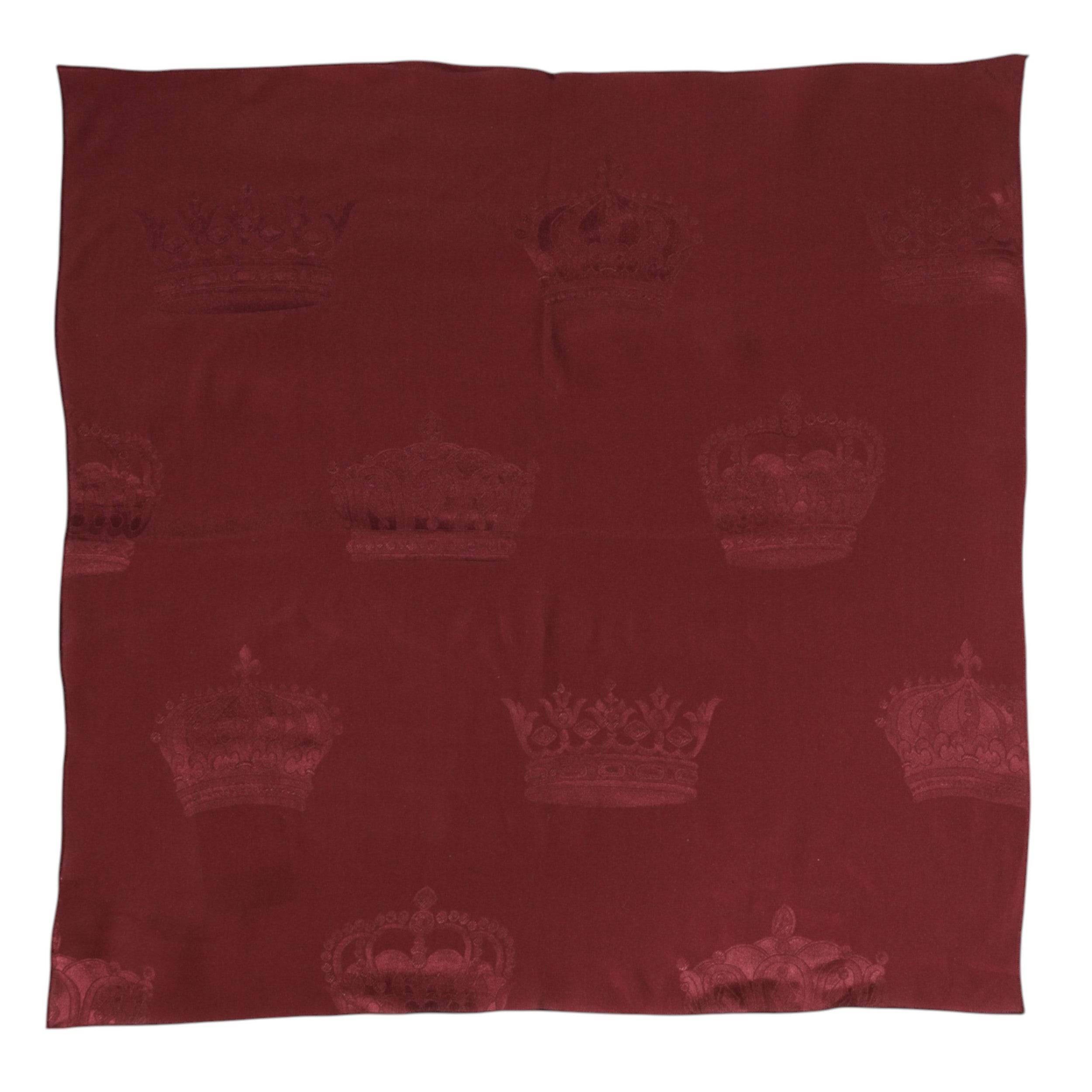 Dolce & Gabbana Maroon Silk Crown Square Men Foulard Scarf - Hilstor