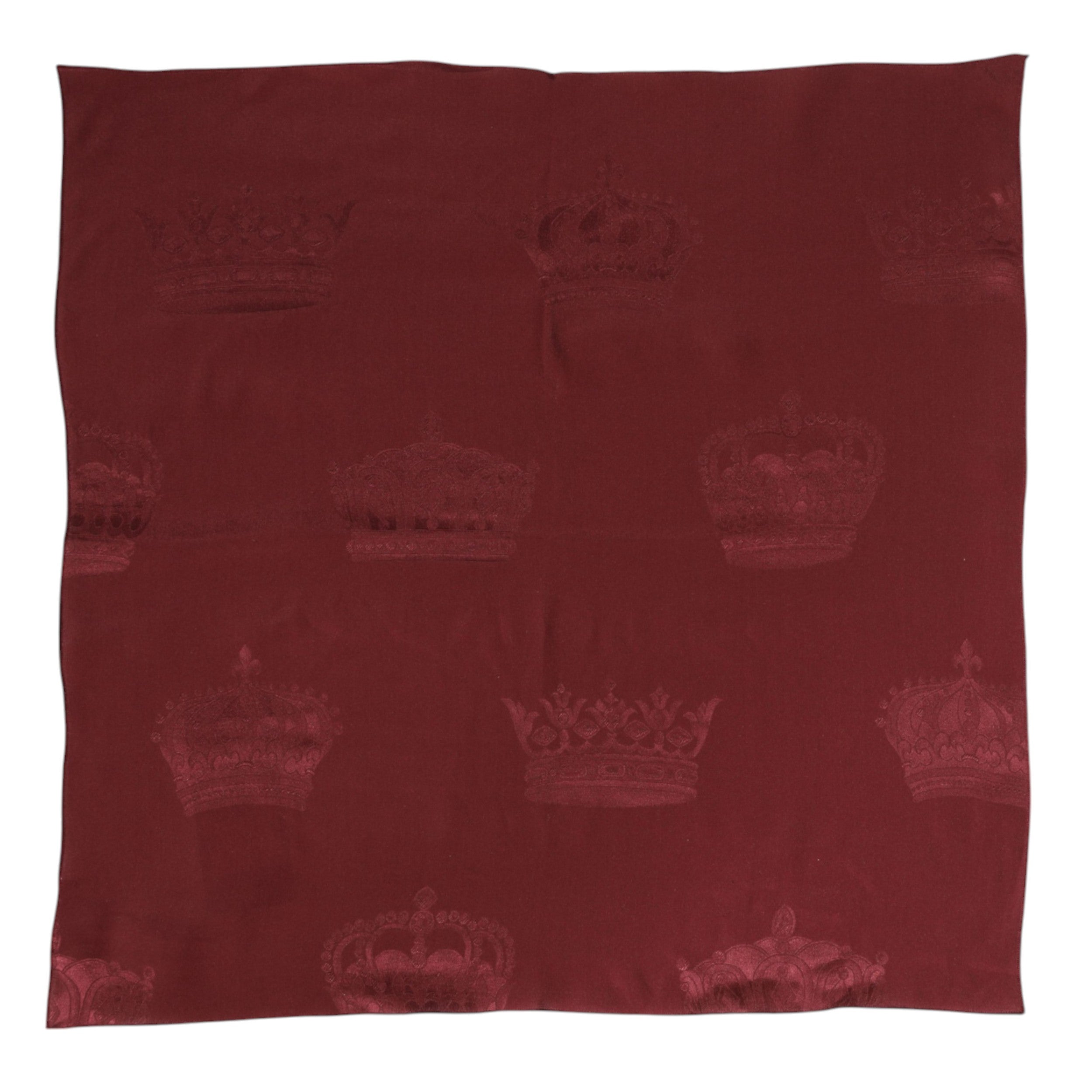 Dolce &amp; Gabbana Maroon Silk Crown Square Herre Foulard Tørklæde