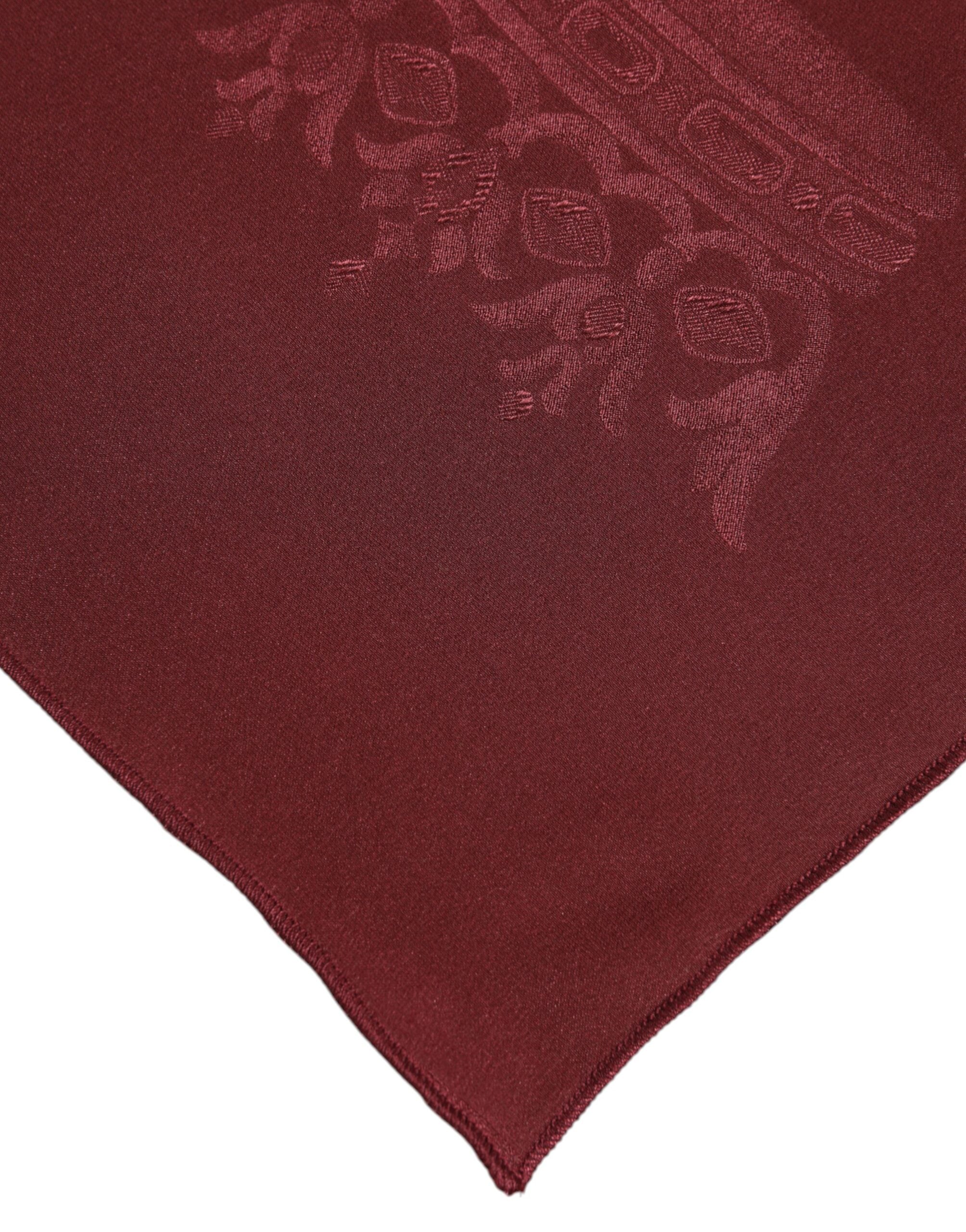 Dolce &amp; Gabbana Maroon Silk Crown Square Herre Foulard Tørklæde