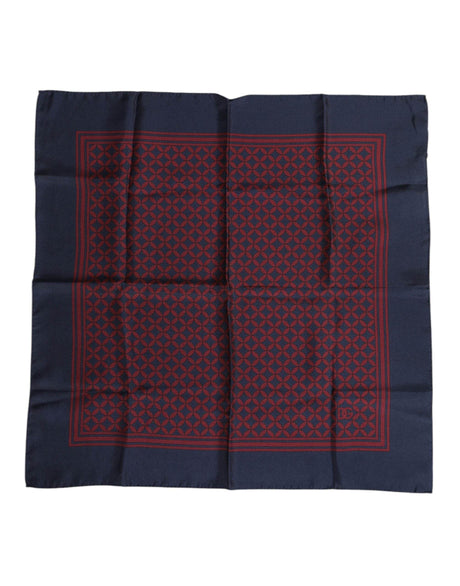 Dolce & Gabbana Red Blue Printed Silk Square Men Foulard Scarf - Hilstor
