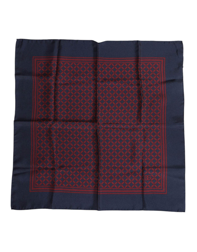 Dolce & Gabbana Red Blue Printed Silk Square Men Foulard Scarf - Hilstor