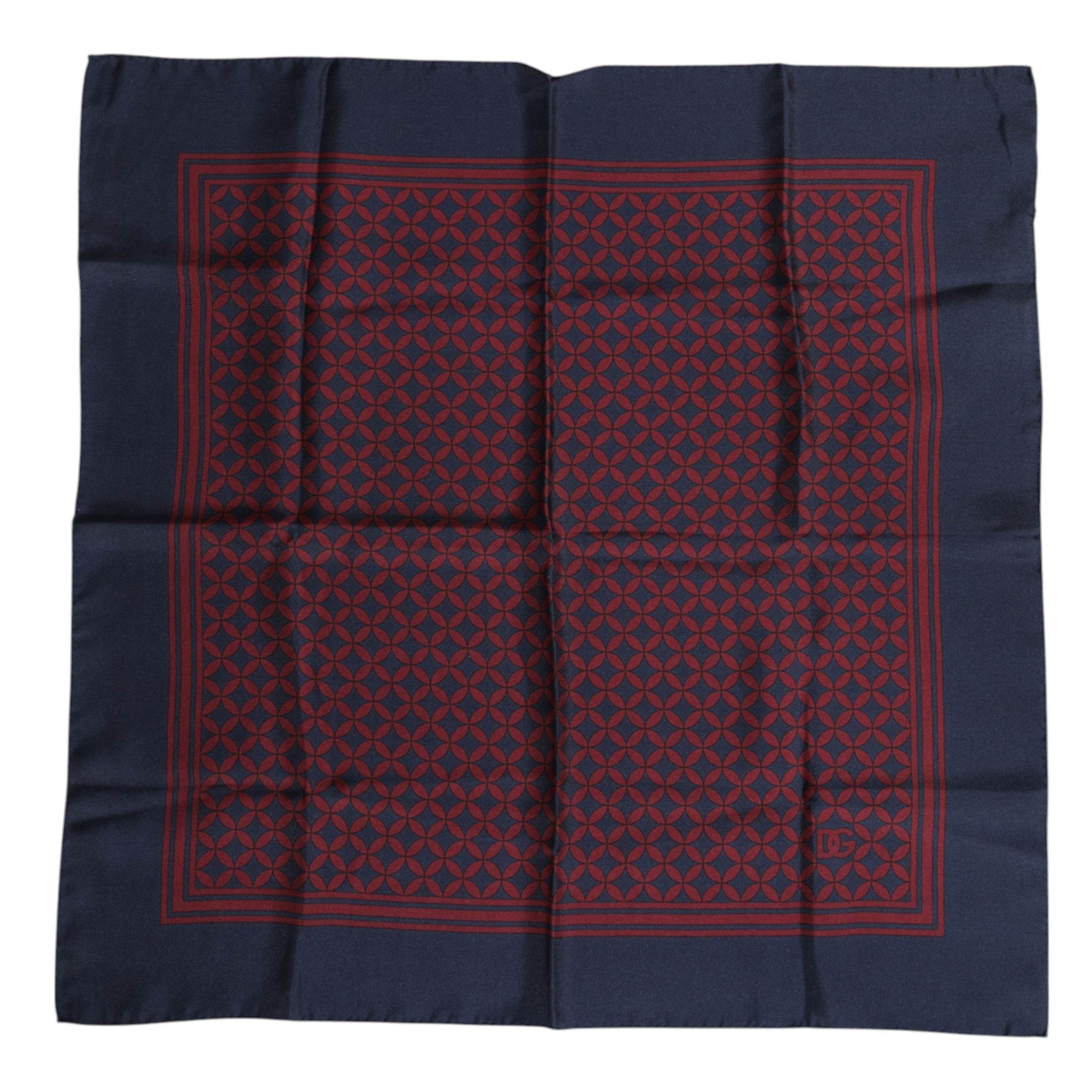 Dolce & Gabbana Red Blue Printed Silk Square Men Foulard Scarf - Hilstor
