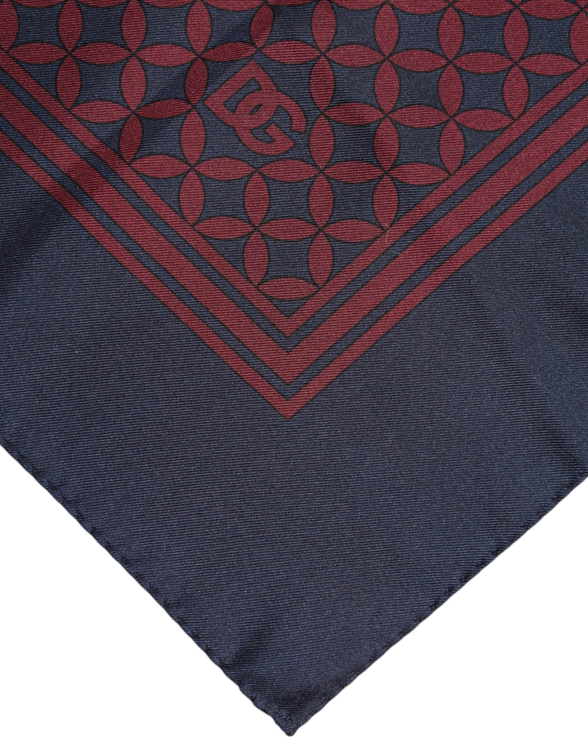 Dolce & Gabbana Red Blue Printed Silk Square Men Foulard Scarf - Hilstor