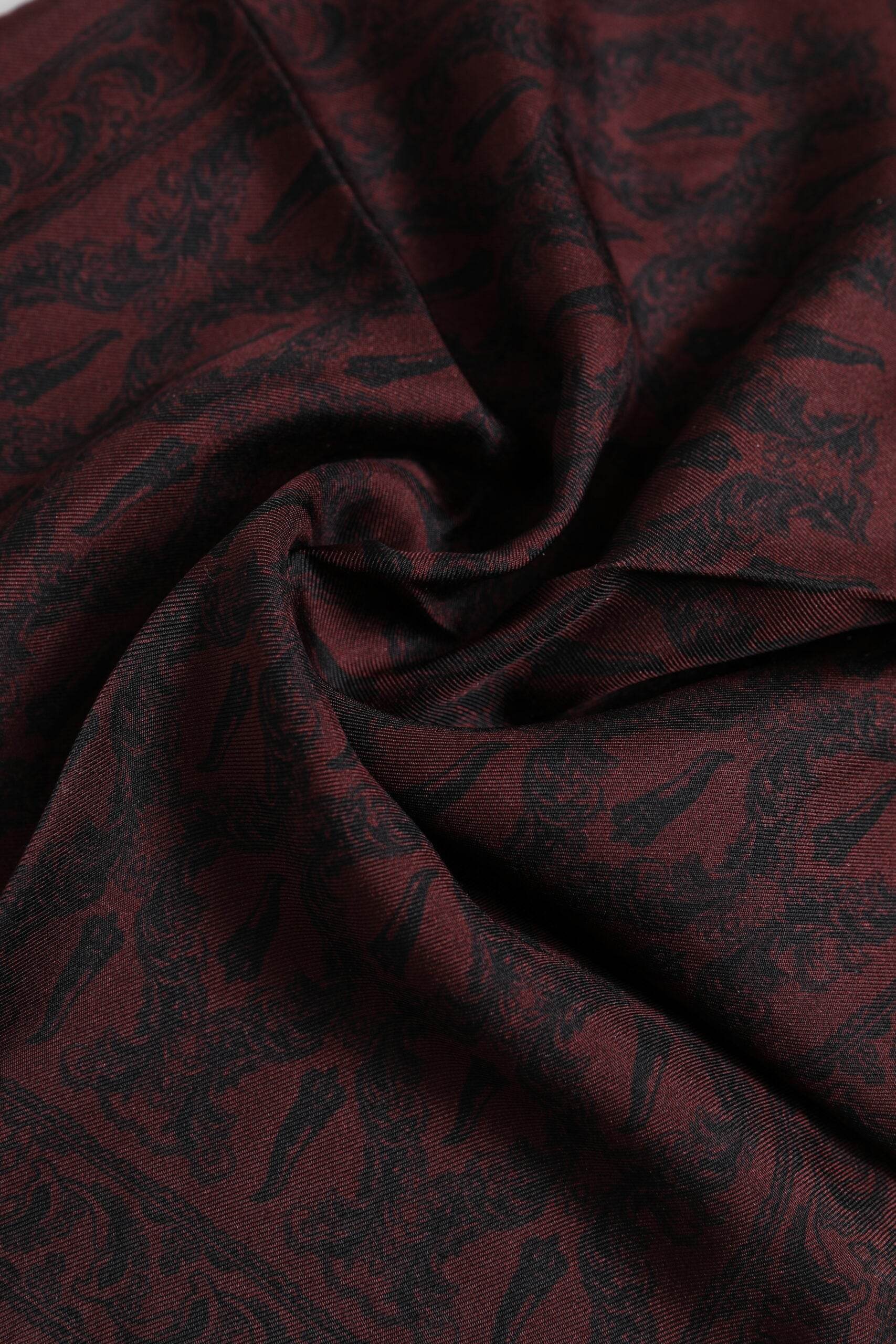 Dolce & Gabbana Maroon Black Printed Square Men Foulard Scarf - Hilstor