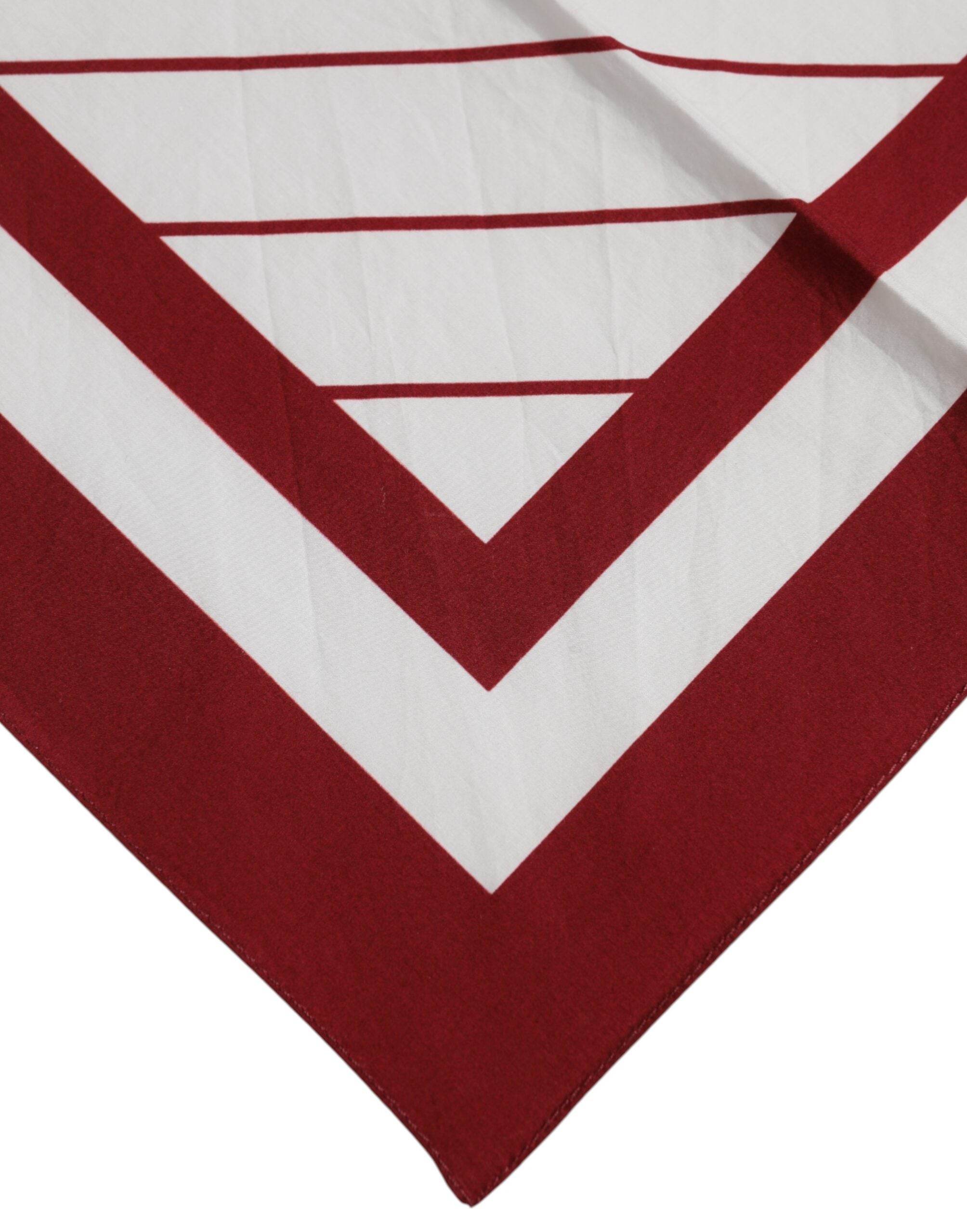 Dolce & Gabbana White Red DG Logo Square Men Foulard Scarf - Hilstor