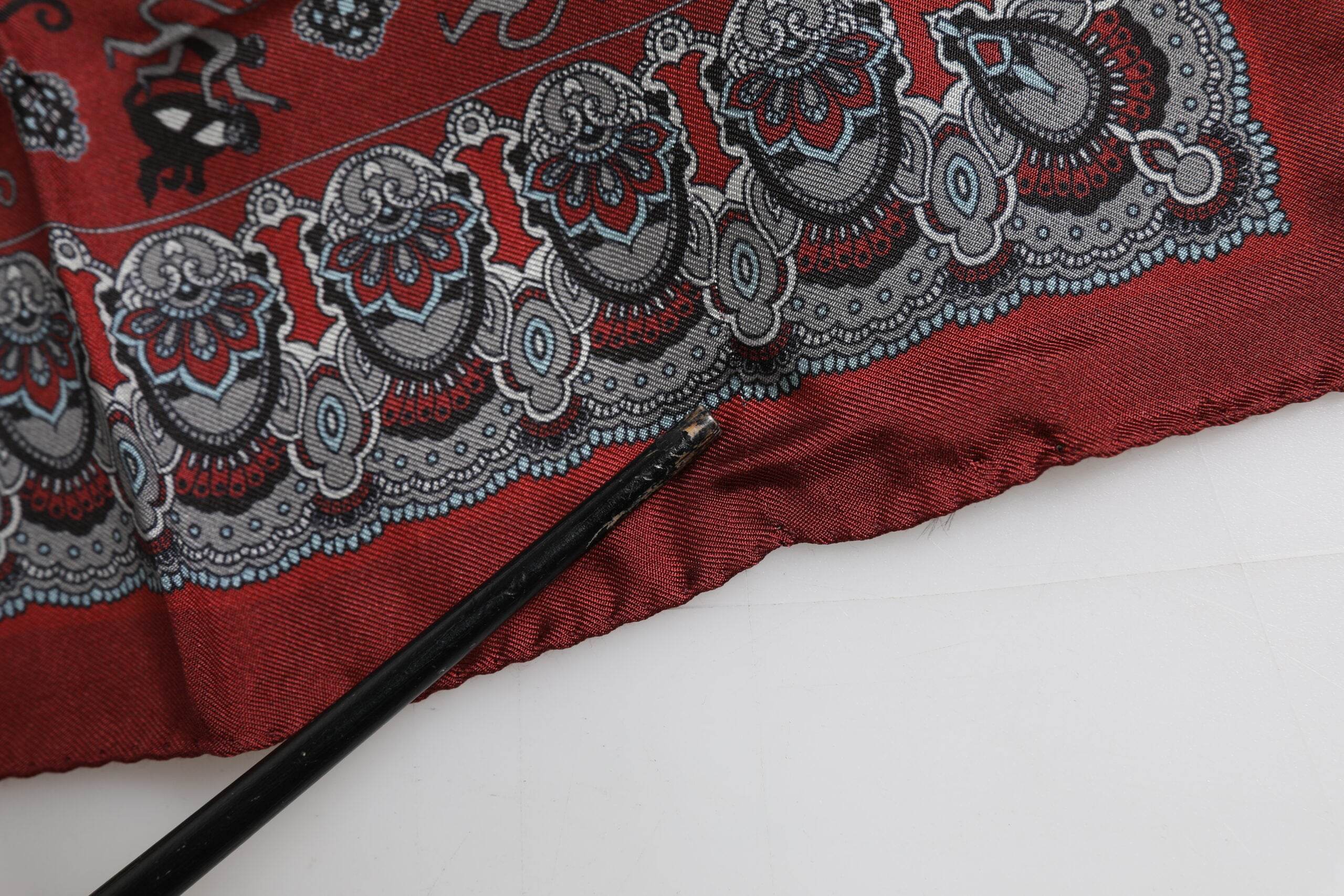 Dolce & Gabbana Maroon Monkey Print Silk Square Foulard Scarf - Hilstor