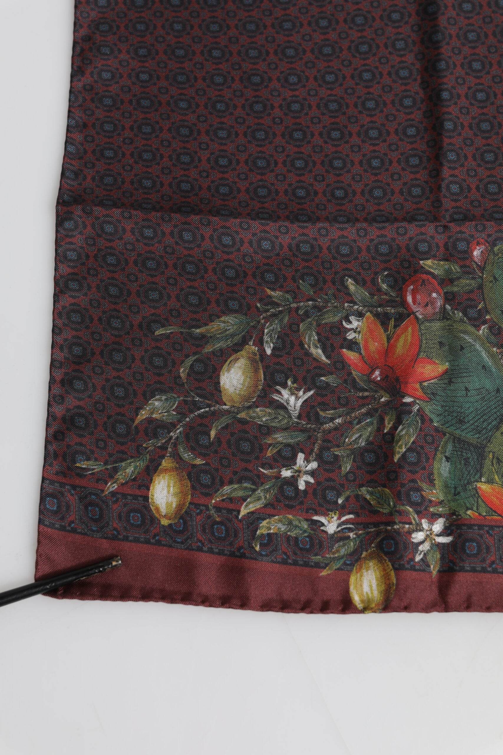 Dolce & Gabbana Brown Peacock Print Square Men Foulard Scarf - Hilstor