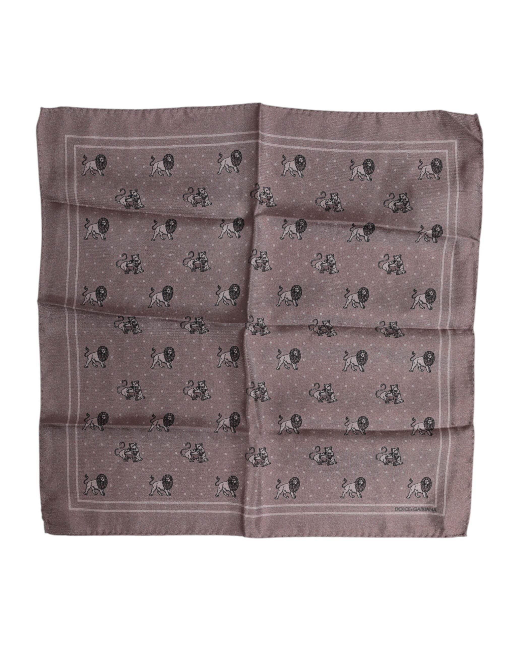 Dolce & Gabbana Brown Animal Print Square Foulard Scarf - Hilstor