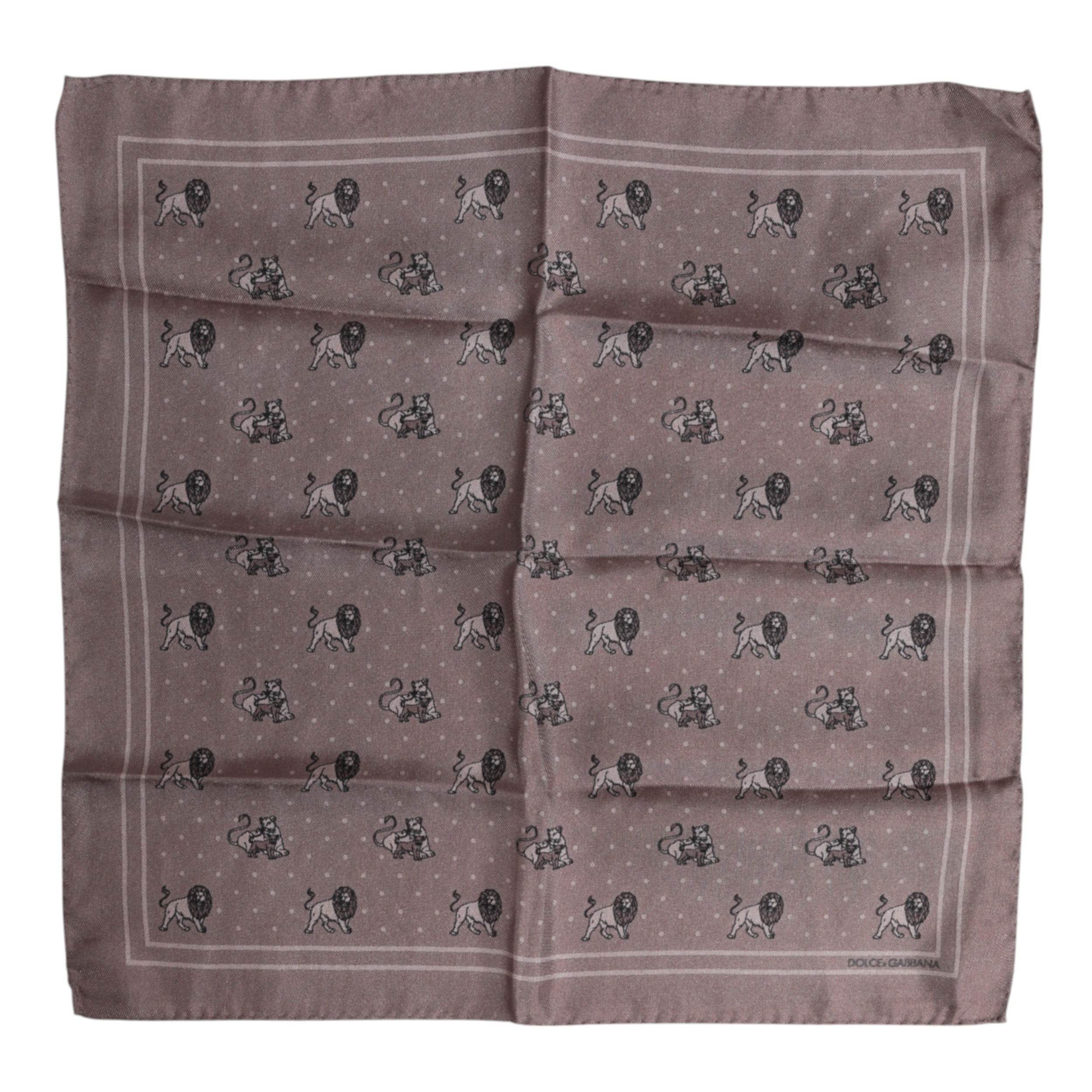 Dolce & Gabbana Brown Animal Print Square Foulard Scarf - Hilstor