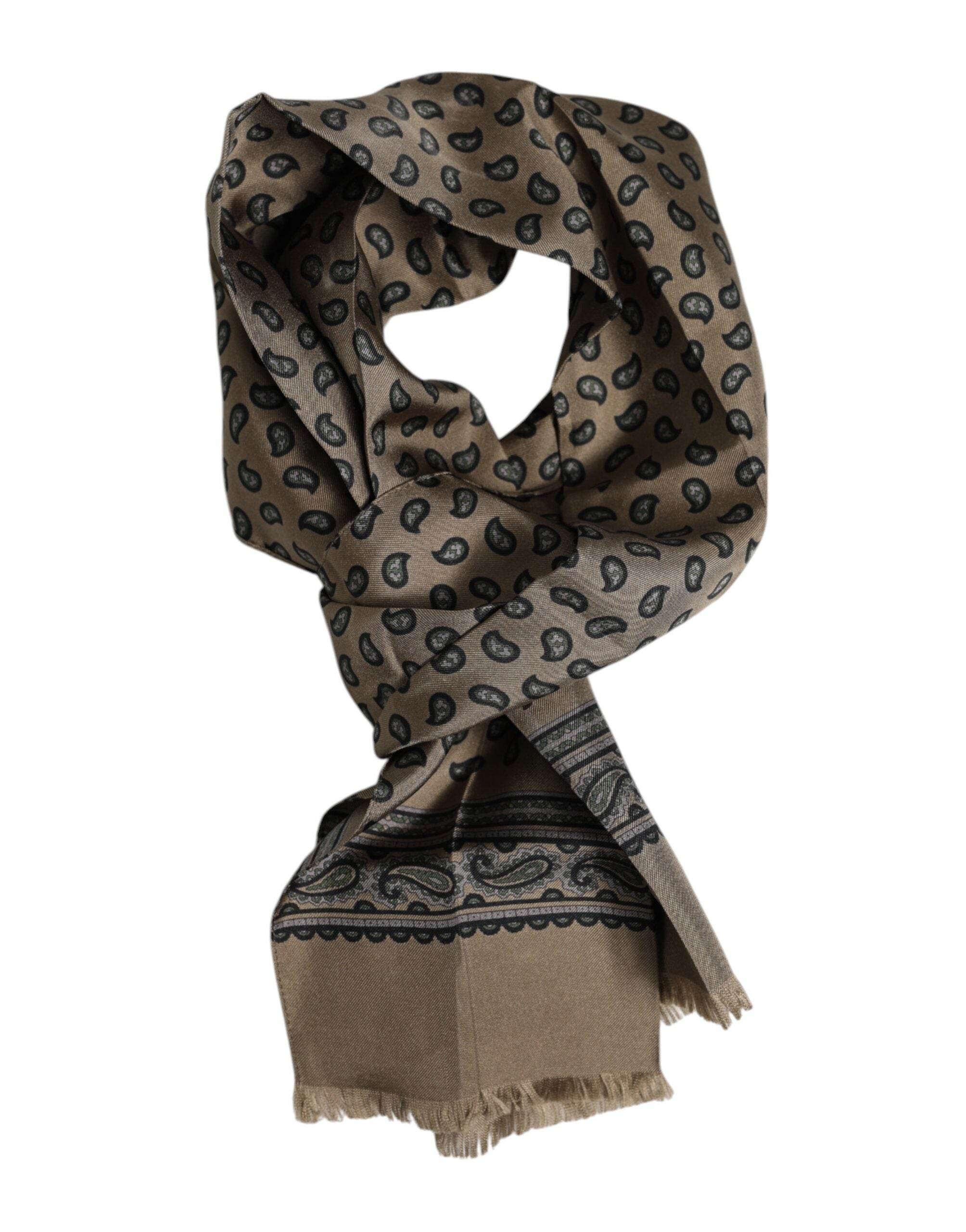 Dolce & Gabbana Brown Printed Neck Warmer Men Foulard Scarf - Hilstor