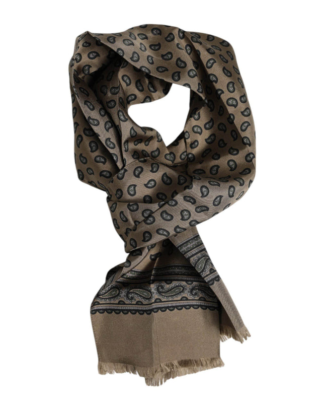 Dolce & Gabbana Brown Printed Neck Warmer Men Foulard Scarf - Hilstor