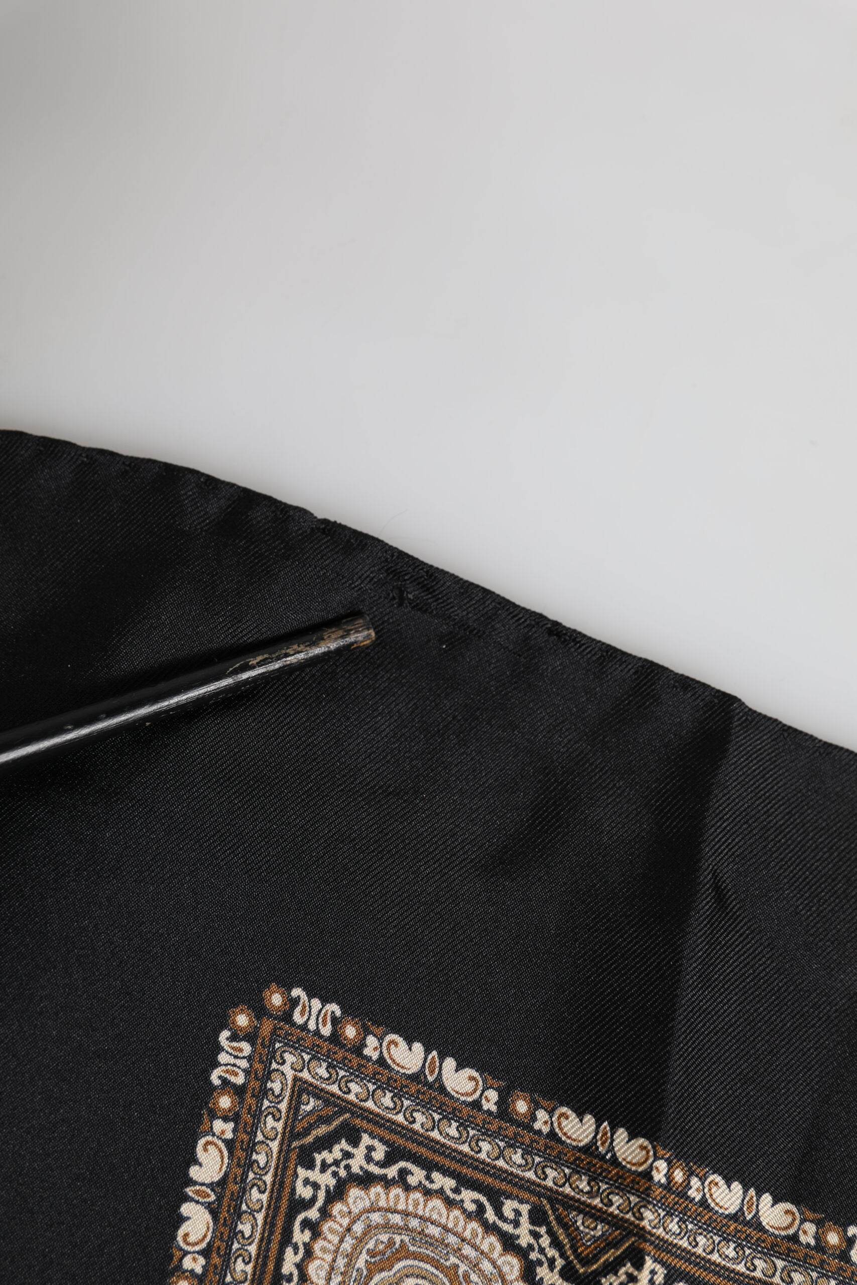 Dolce & Gabbana Black Brown Patterned Square Foulard Scarf - Hilstor