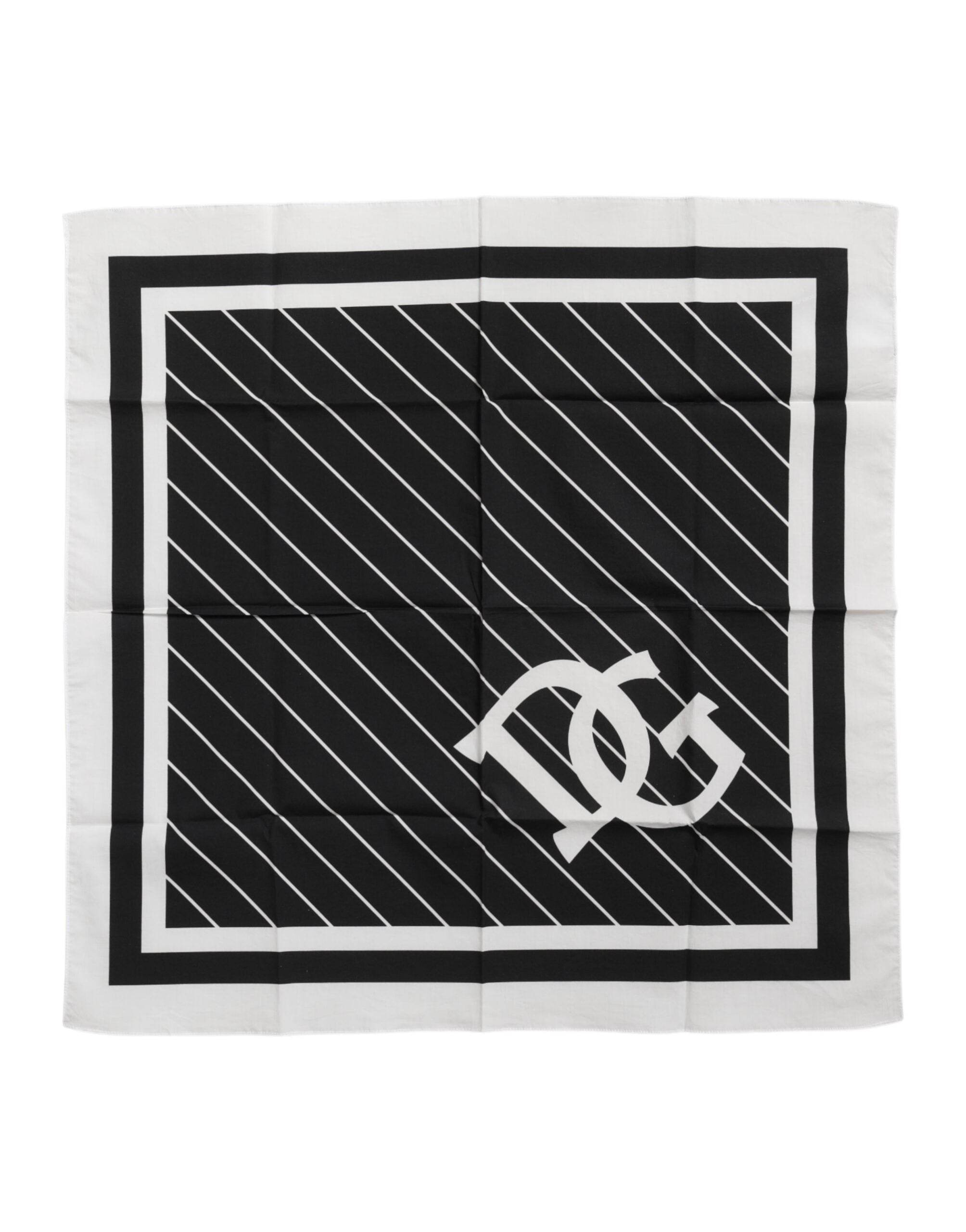 Dolce & Gabbana Black White DG Logo Square Men Foulard Scarf - Hilstor