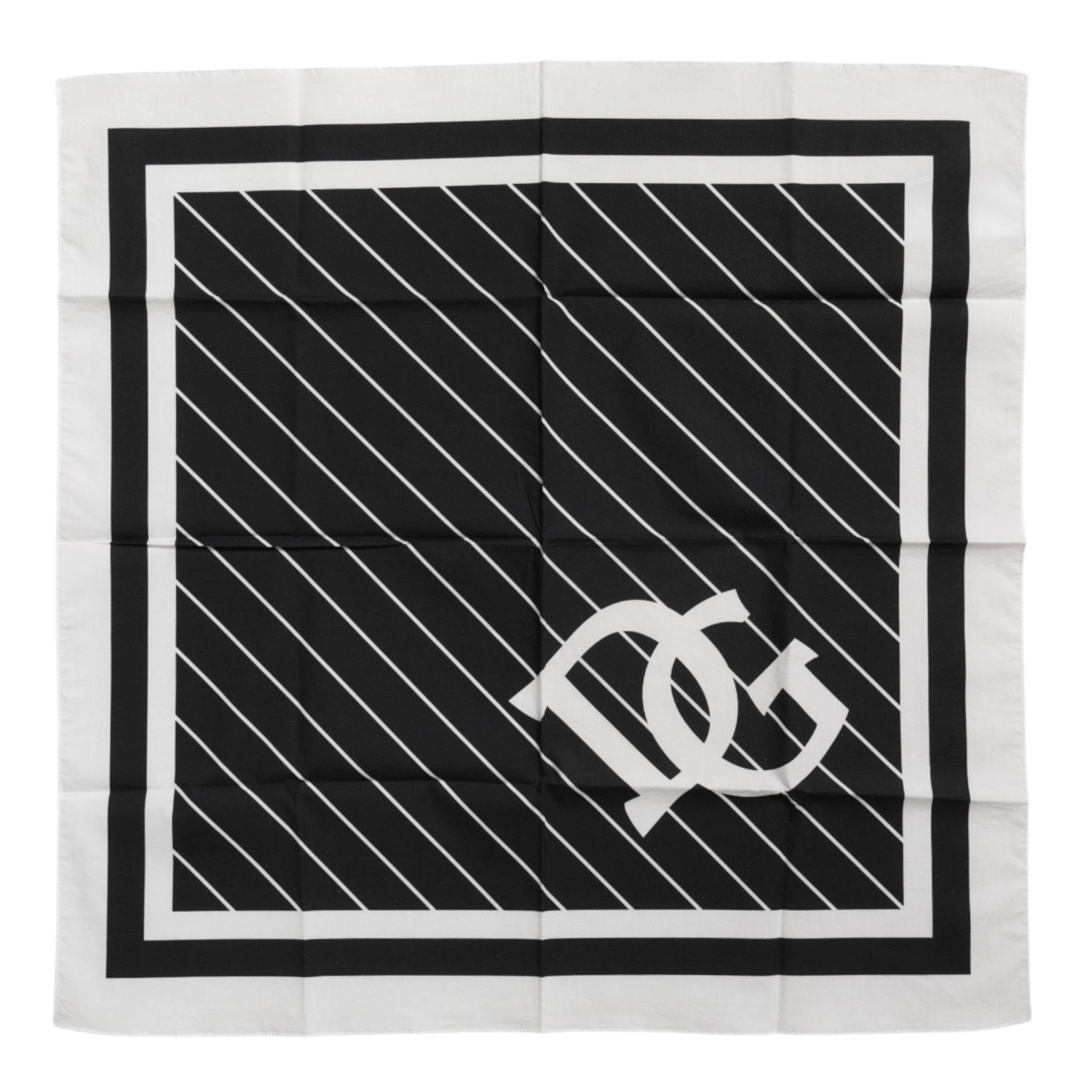 Dolce & Gabbana Black White DG Logo Square Men Foulard Scarf - Hilstor