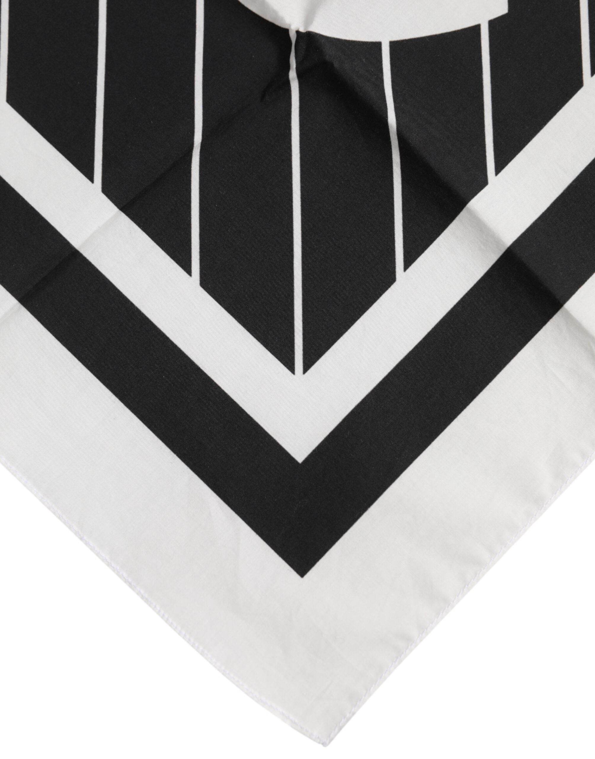 Dolce & Gabbana Black White DG Logo Square Men Foulard Scarf - Hilstor