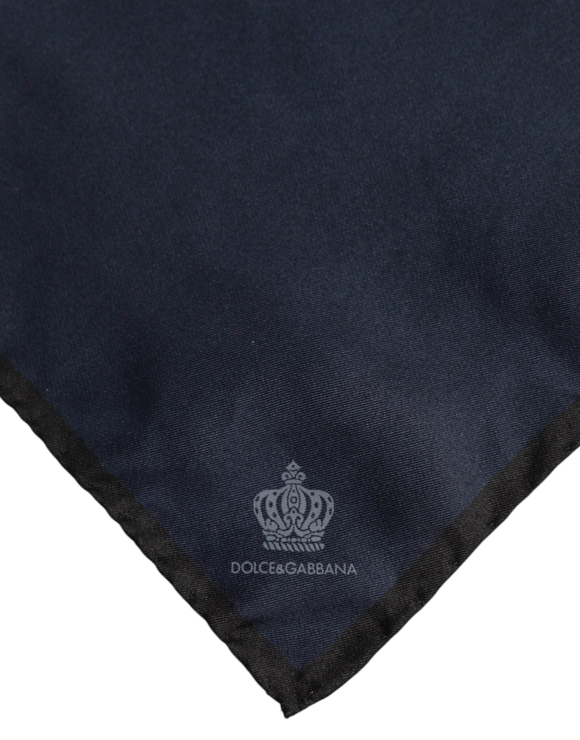 Dolce & Gabbana Blue DG Crown Silk Square Men Foulard Scarf - Hilstor