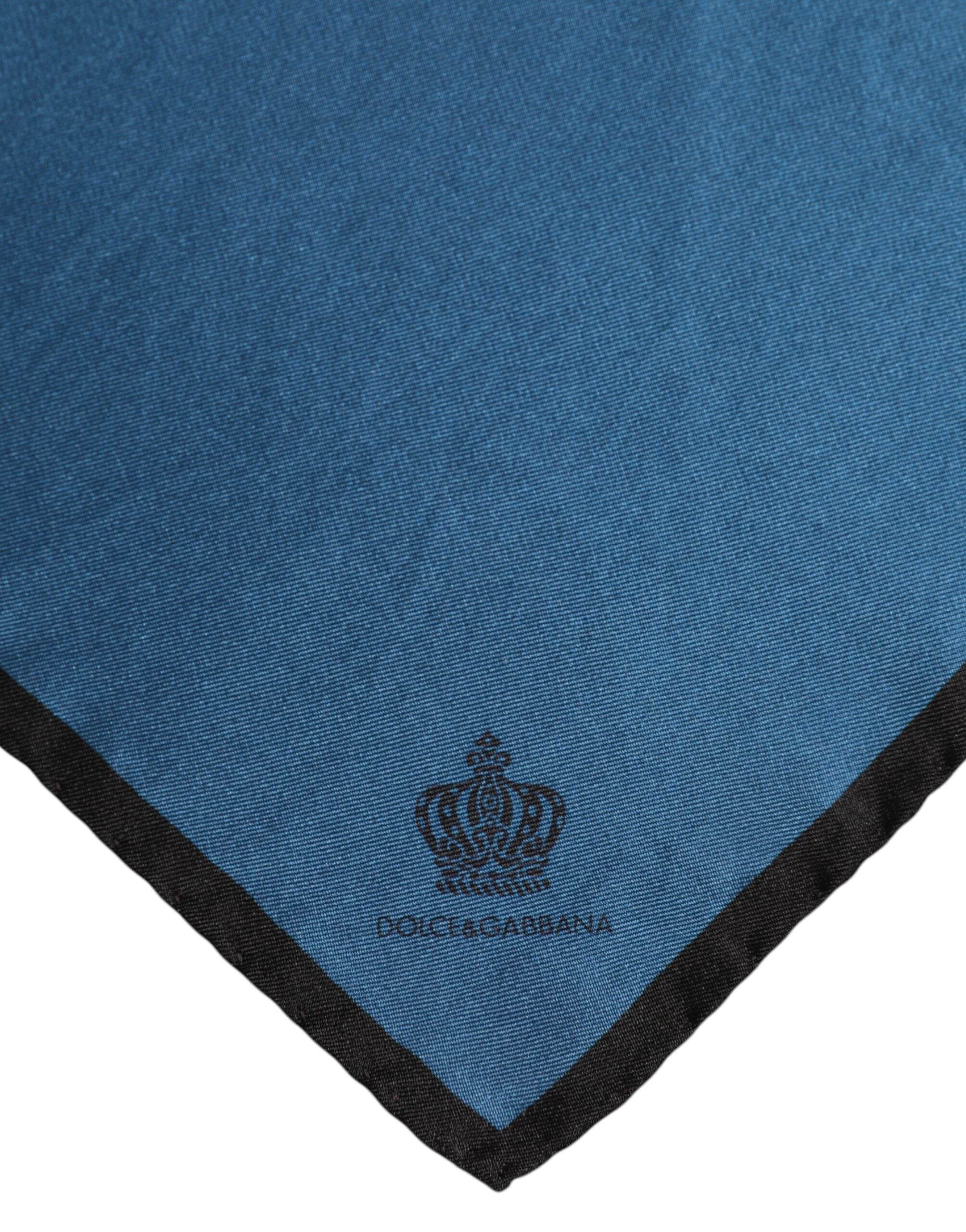 Dolce & Gabbana Blue DG Crown Silk Square Men Foulard Scarf - Hilstor