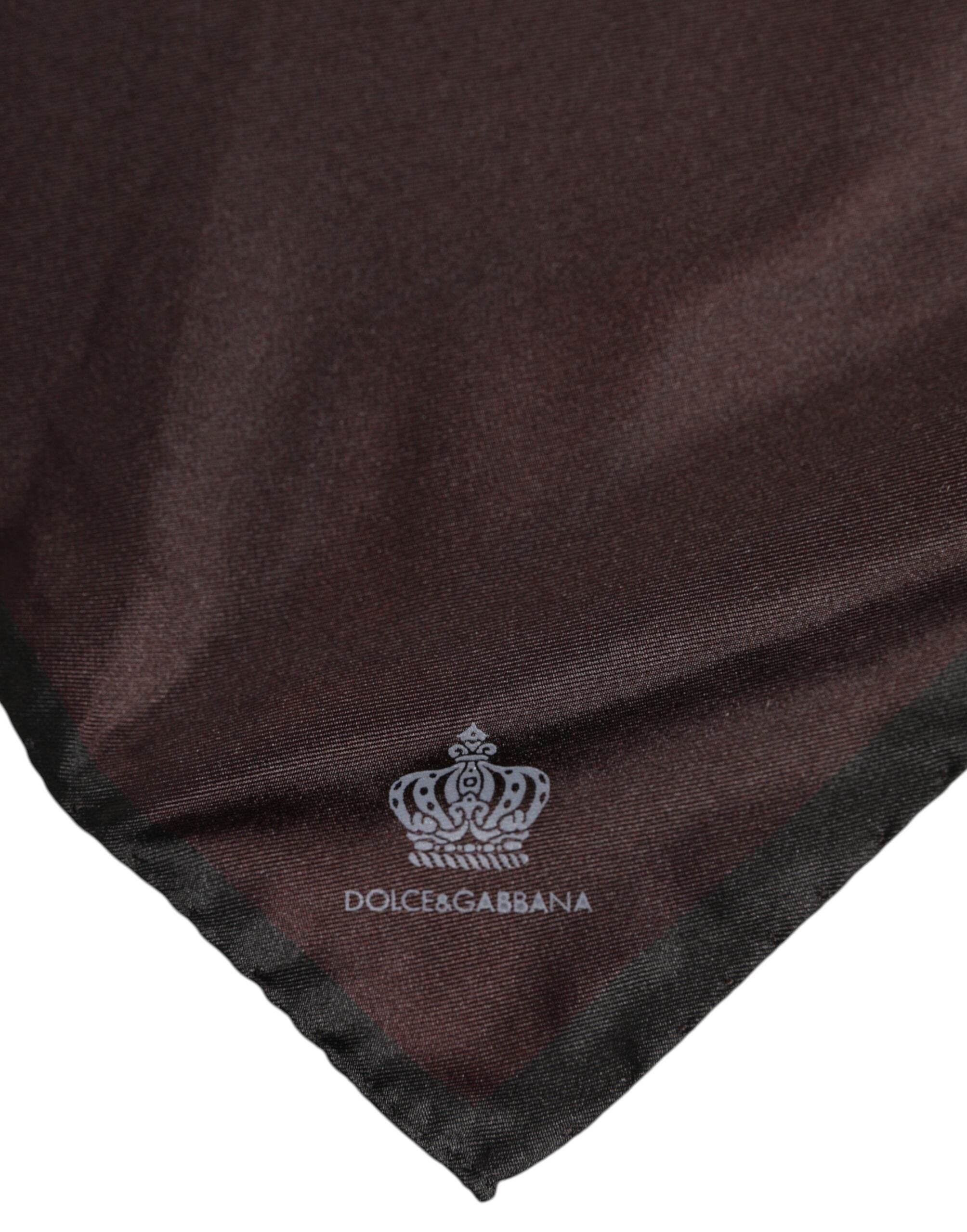 Dolce & Gabbana Brown DG Crown Silk Square Men Foulard Scarf - Hilstor