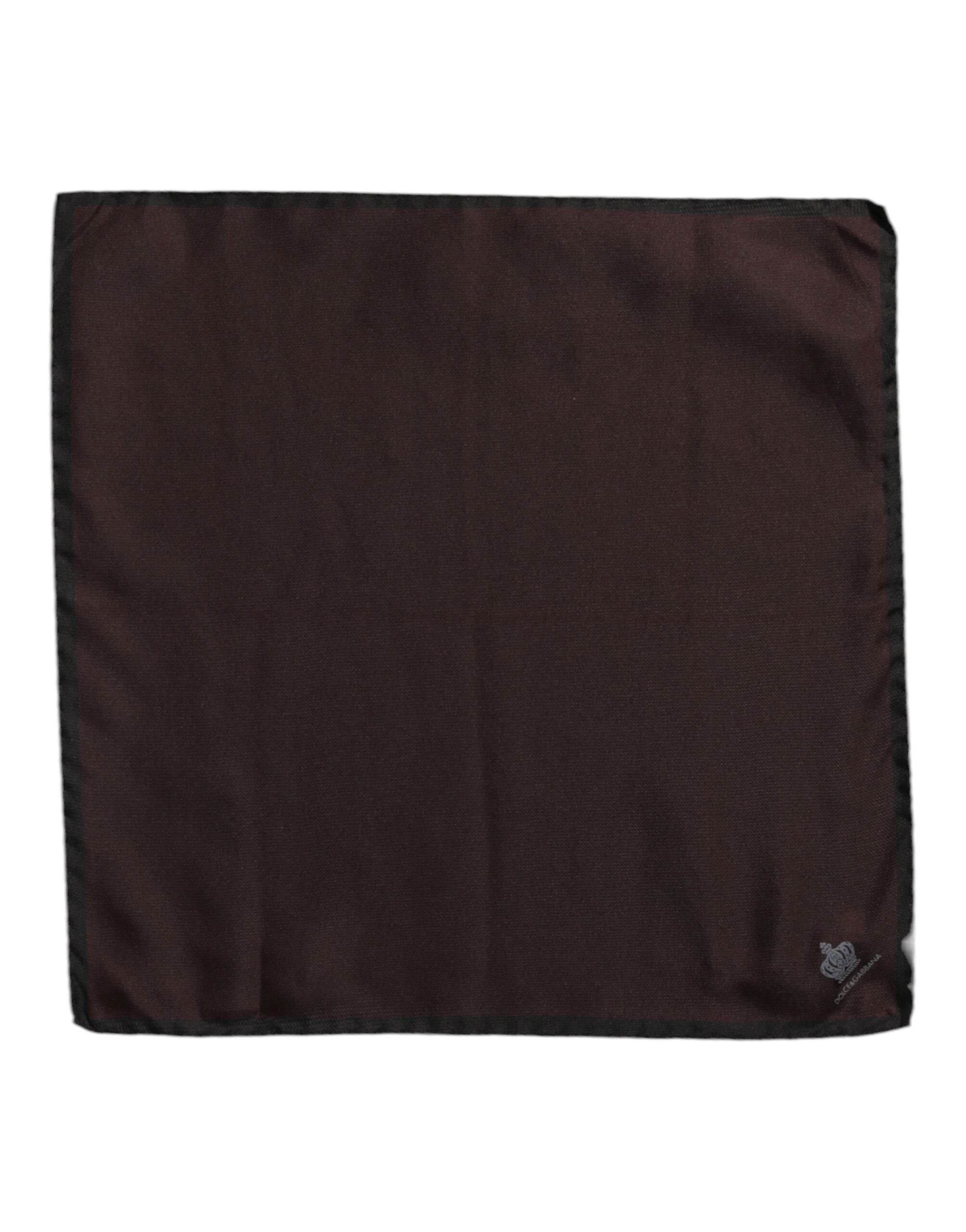 Dolce & Gabbana Brown DG Crown Silk Square Men Foulard Scarf - Hilstor