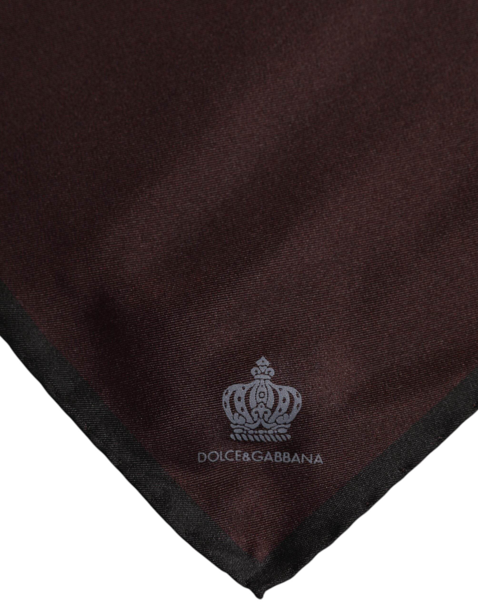 Dolce & Gabbana Brown DG Crown Silk Square Men Foulard Scarf - Hilstor