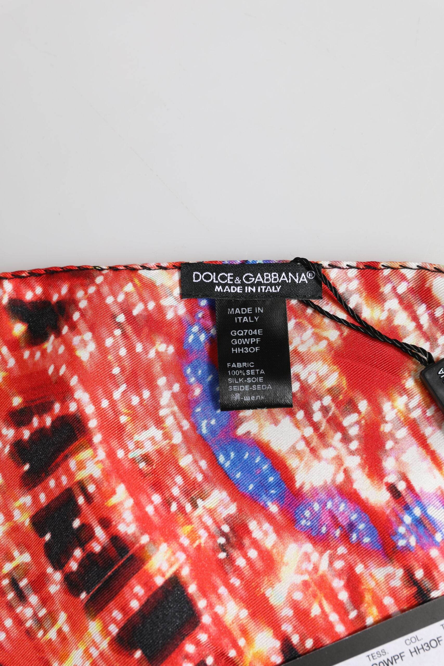 Dolce & Gabbana Black Multicolor Print Square Foulard Scarf - Hilstor