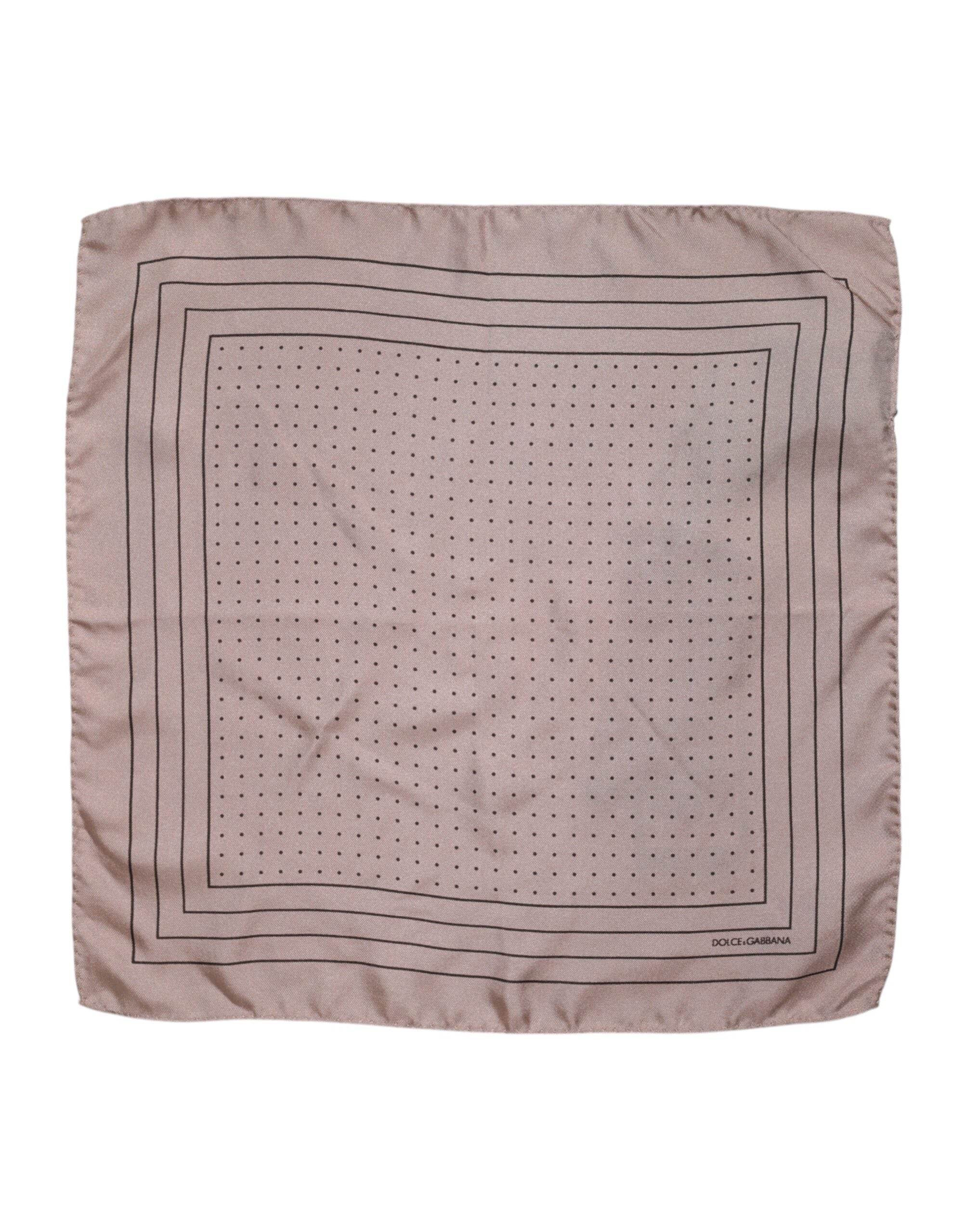 Dolce & Gabbana Beige Dotted Silk Square Men Foulard Scarf - Hilstor