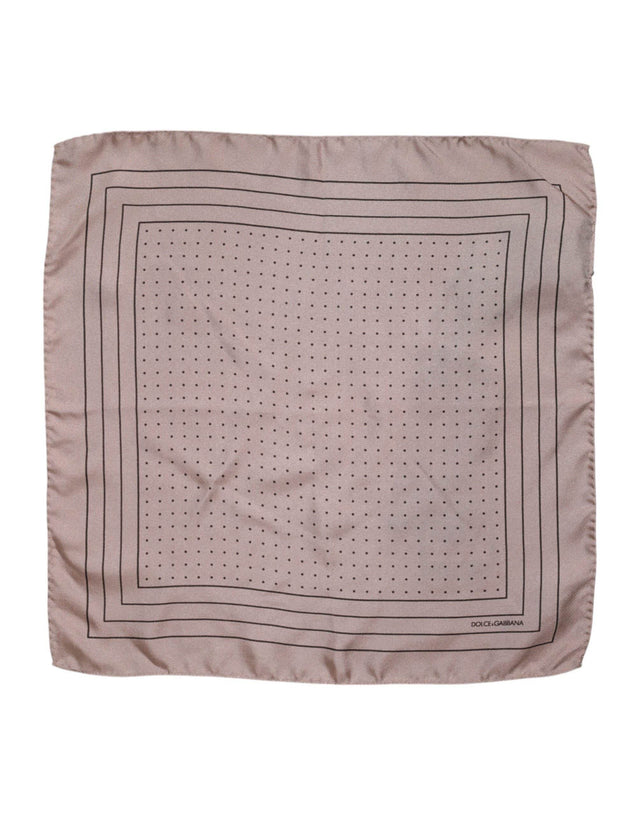 Dolce & Gabbana Beige Dotted Silk Square Men Foulard Scarf - Hilstor