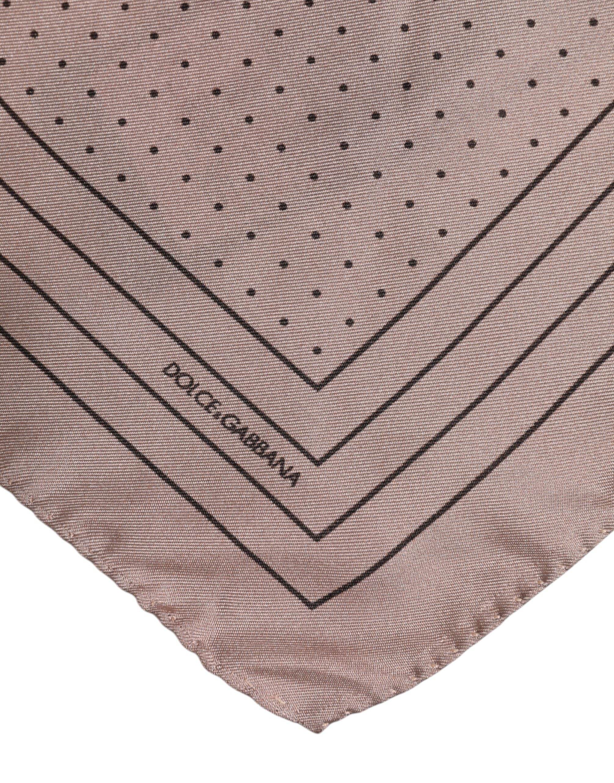 Dolce & Gabbana Beige Dotted Silk Square Men Foulard Scarf - Hilstor